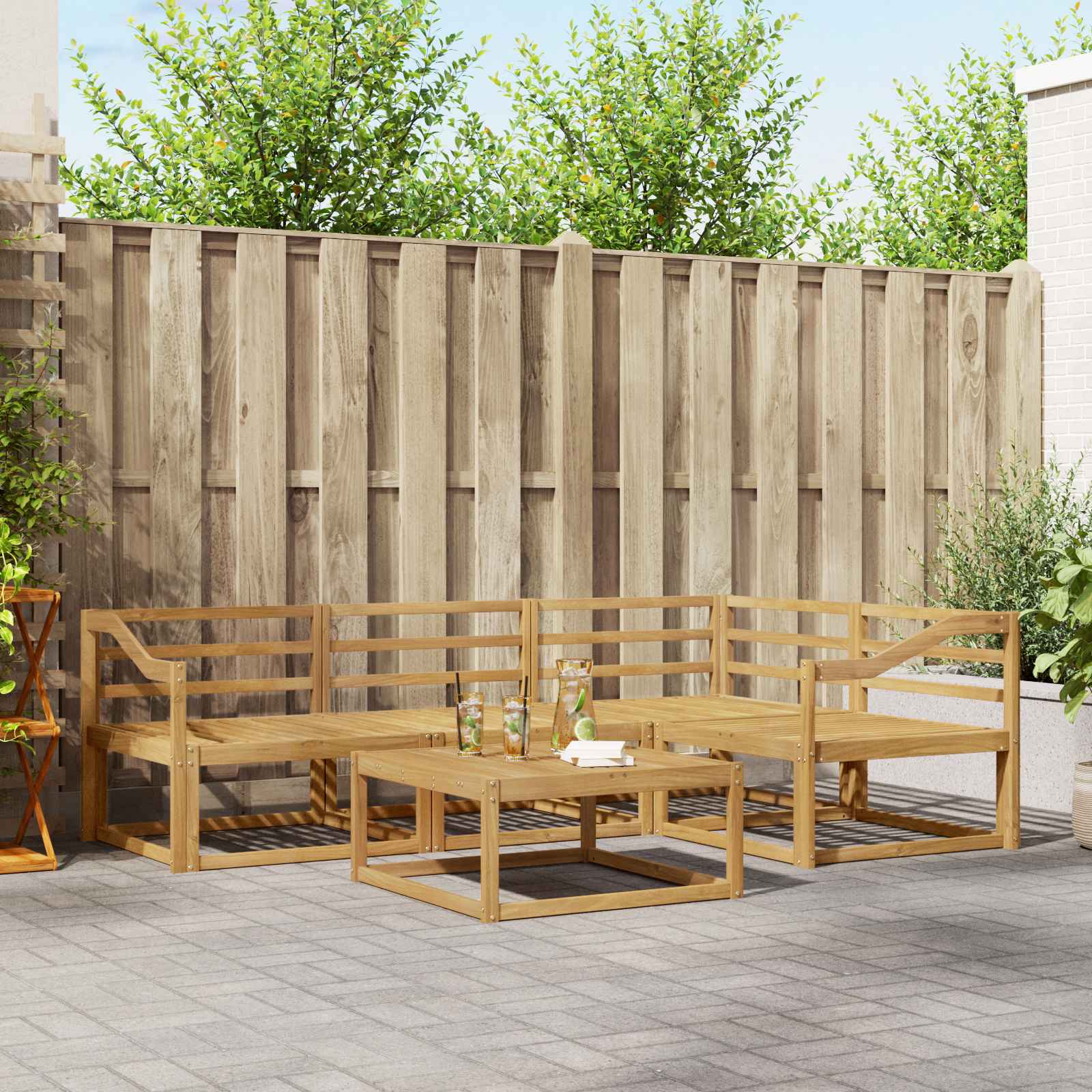 vidaXL Buiten bankenset 5 pcs Naturel Massief Acaciahout