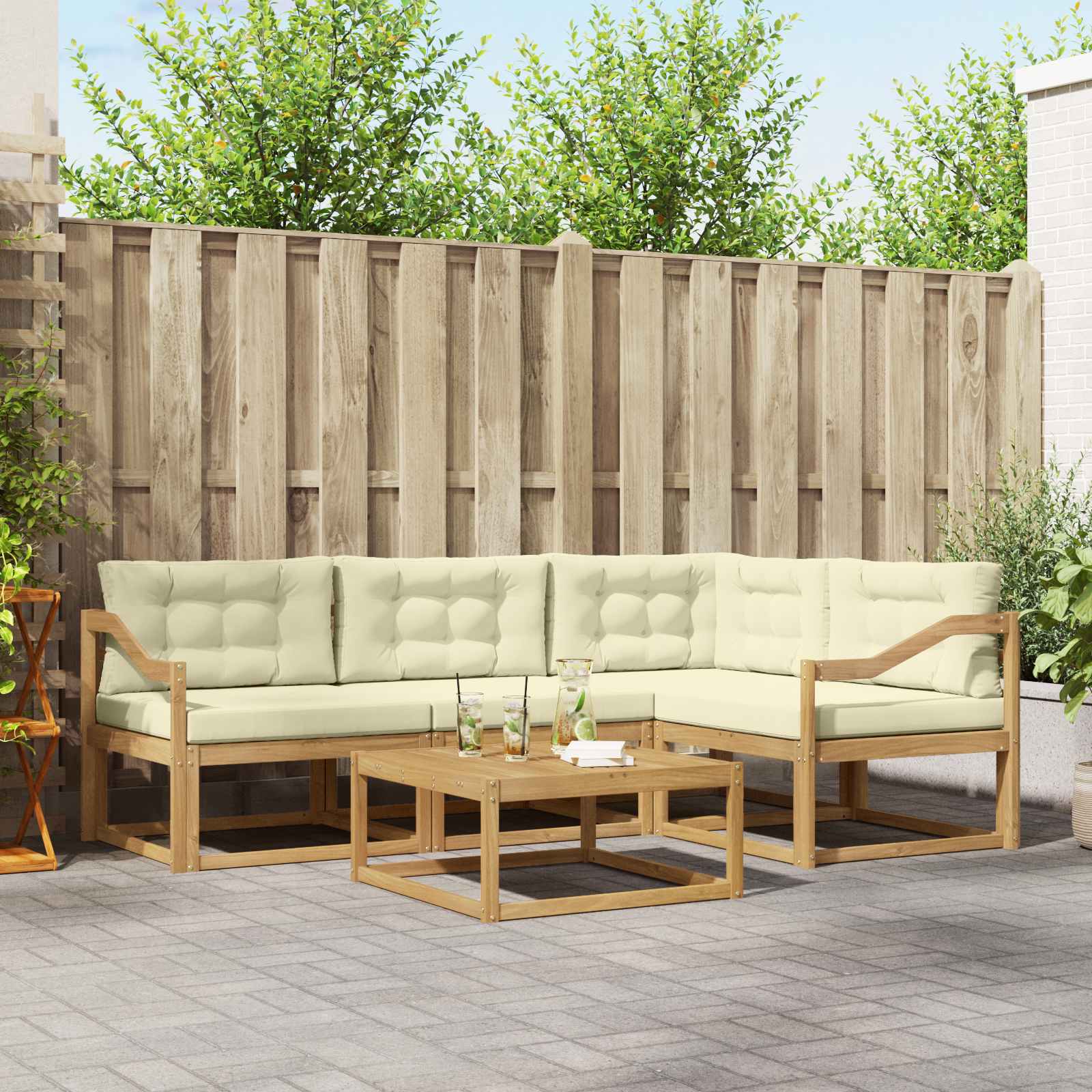 vidaXL Buiten bankenset 5 pcs Naturel Massief Acaciahout
