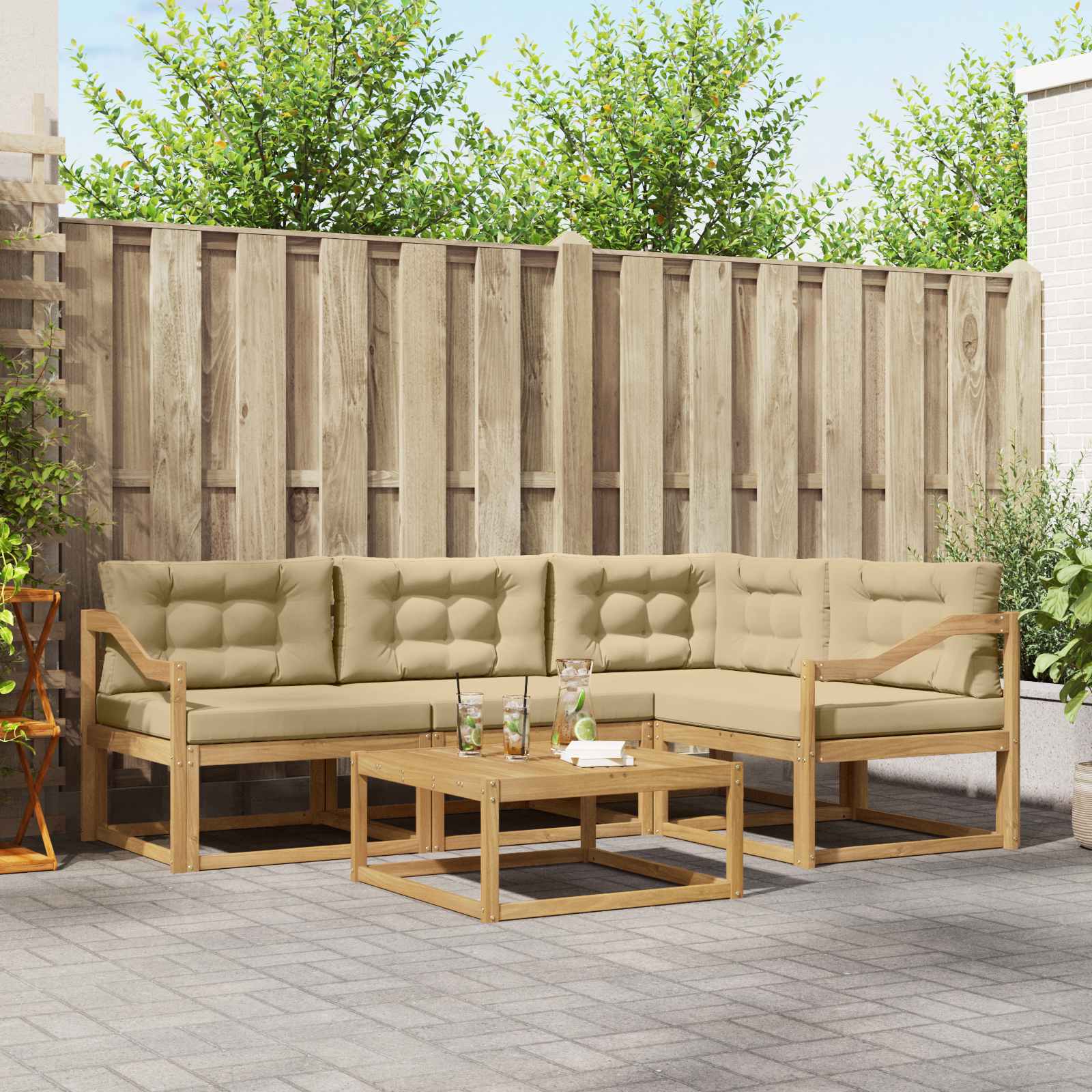 vidaXL Buiten bankenset 5 pcs Naturel Massief Acaciahout