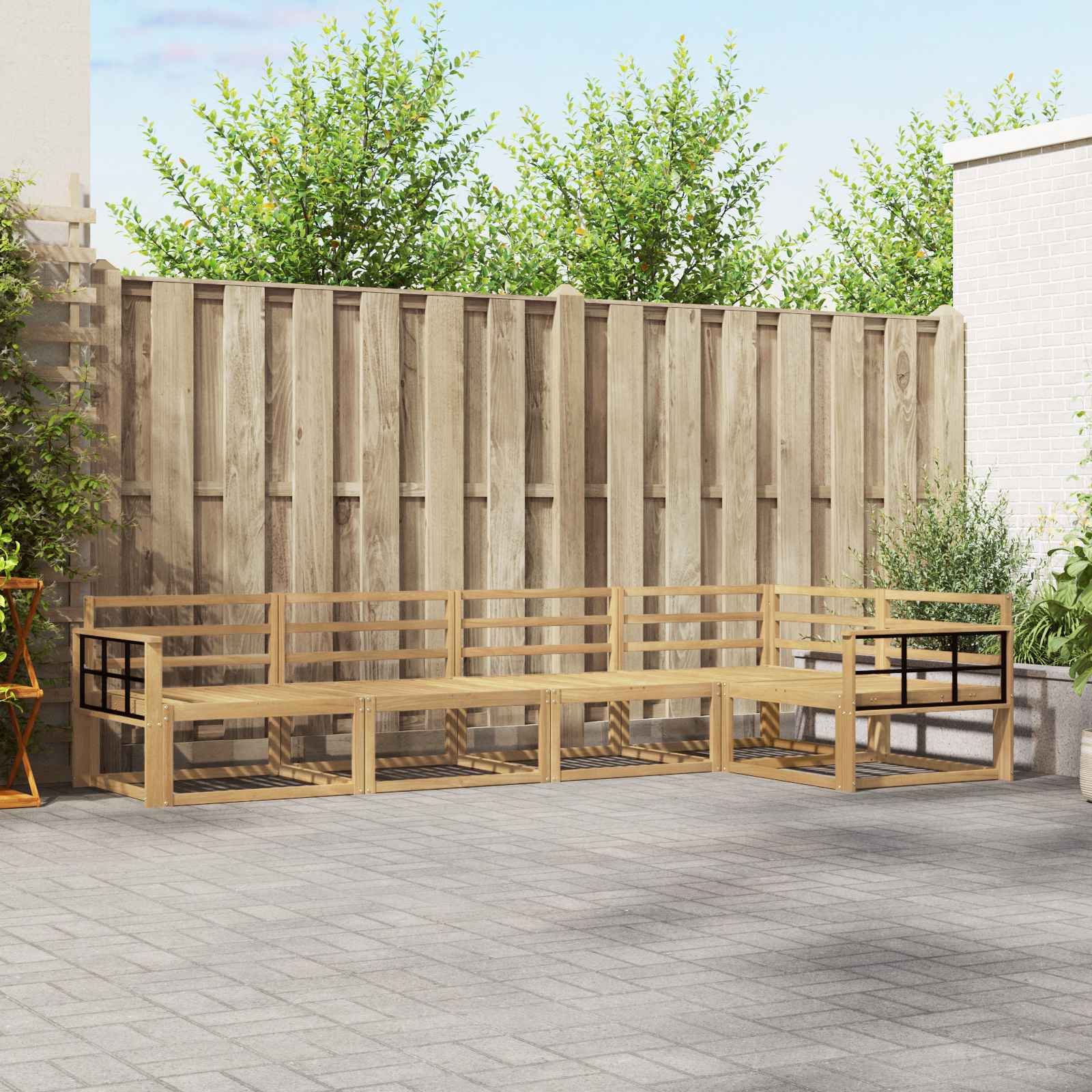 vidaXL Buiten bankenset 5 pcs Naturel Massief Acaciahout