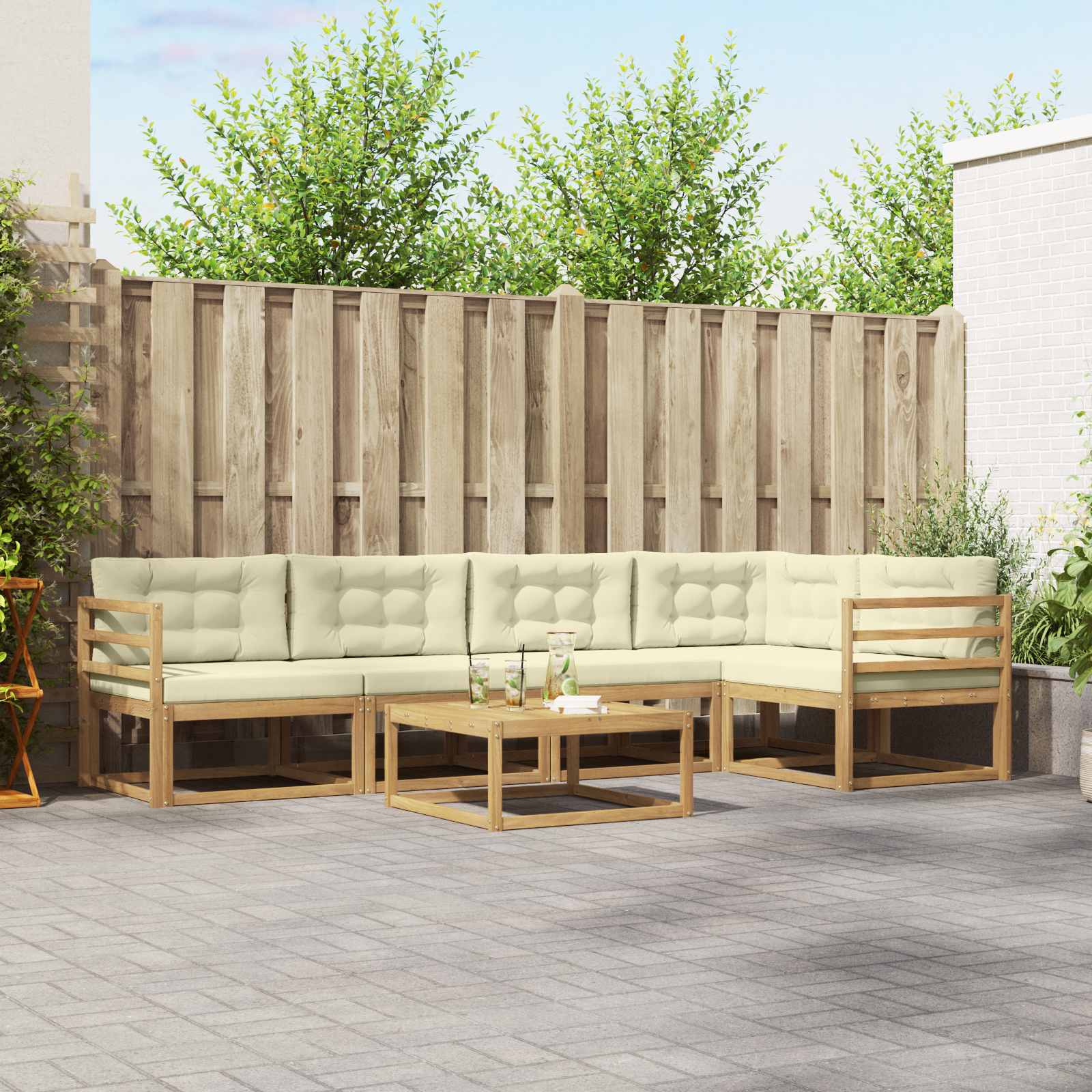 vidaXL Buiten bankenset 6 pcs Naturel Massief Acaciahout