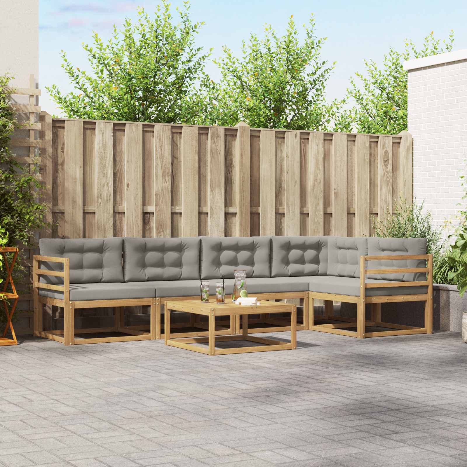 vidaXL Buiten bankenset 6 pcs Naturel Massief Acaciahout
