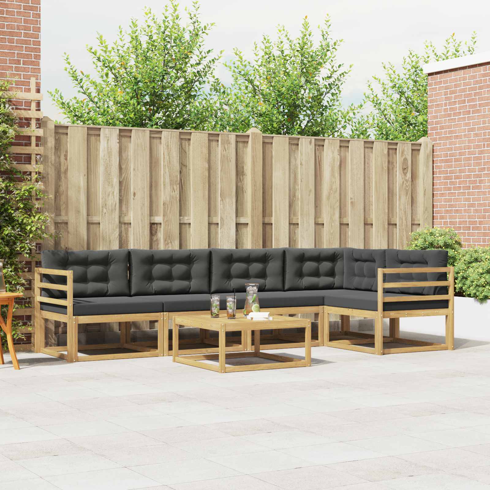 vidaXL Buiten bankenset 6 pcs Naturel Massief Acaciahout