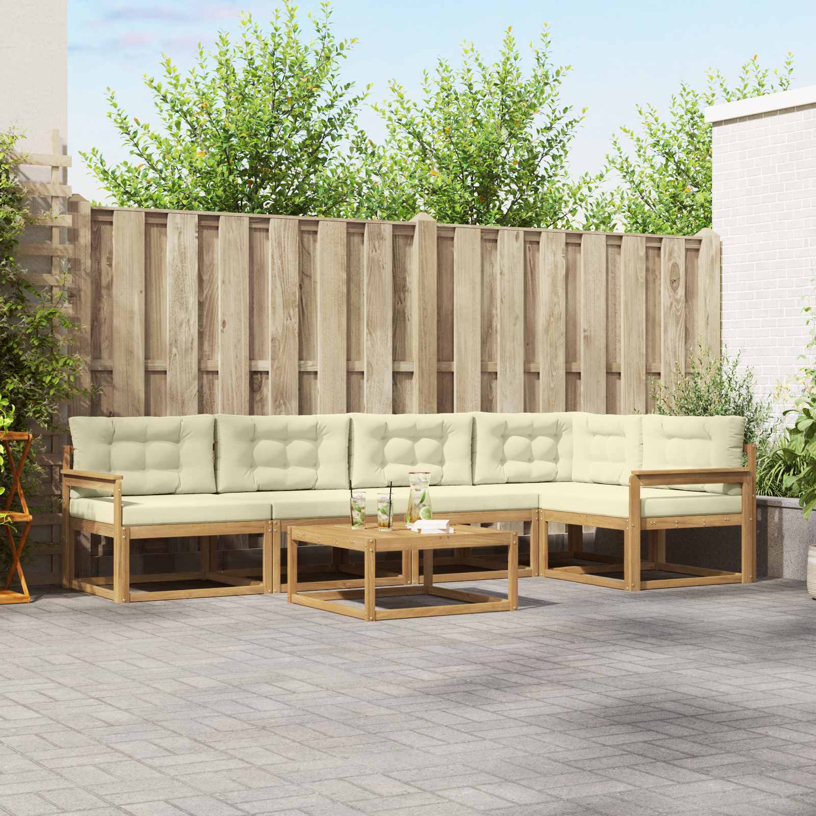 vidaXL Buiten bankenset 6 pcs Naturel Massief Acaciahout