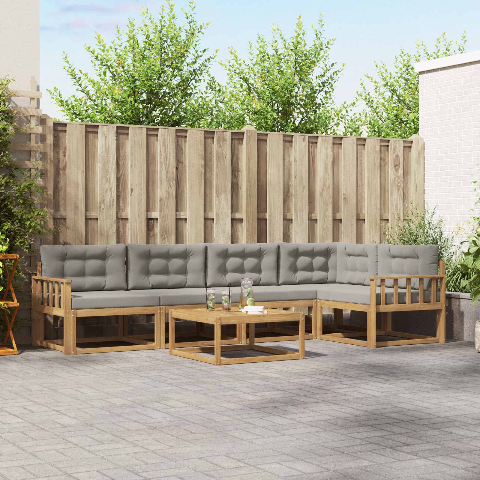 vidaXL Buiten bankenset 6 pcs Naturel Massief Acaciahout