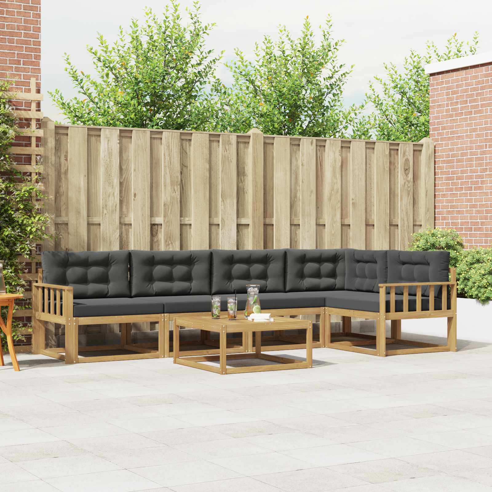 vidaXL Buiten bankenset 6 pcs Naturel Massief Acaciahout