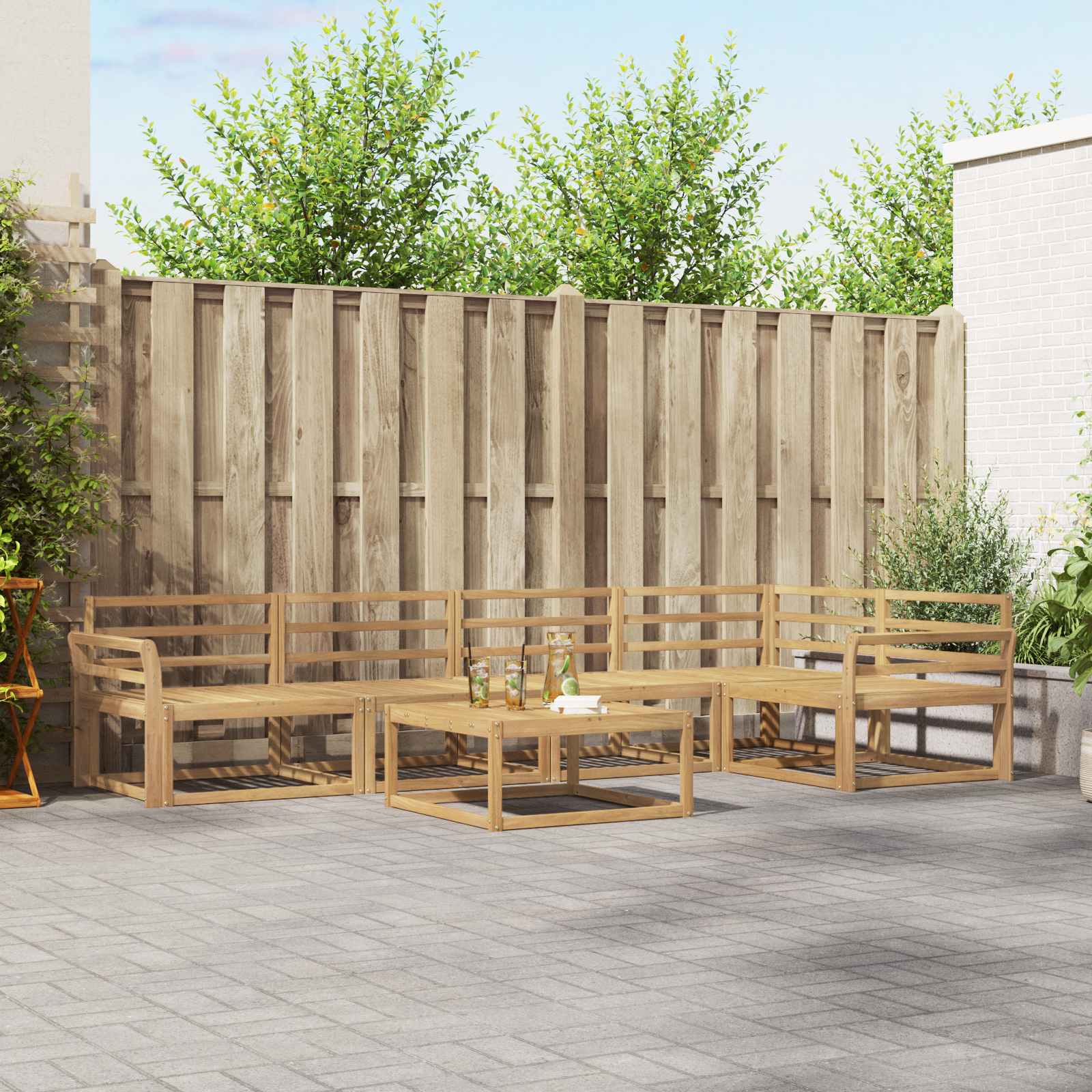 vidaXL Buiten bankenset 6 pcs Naturel Massief Acaciahout