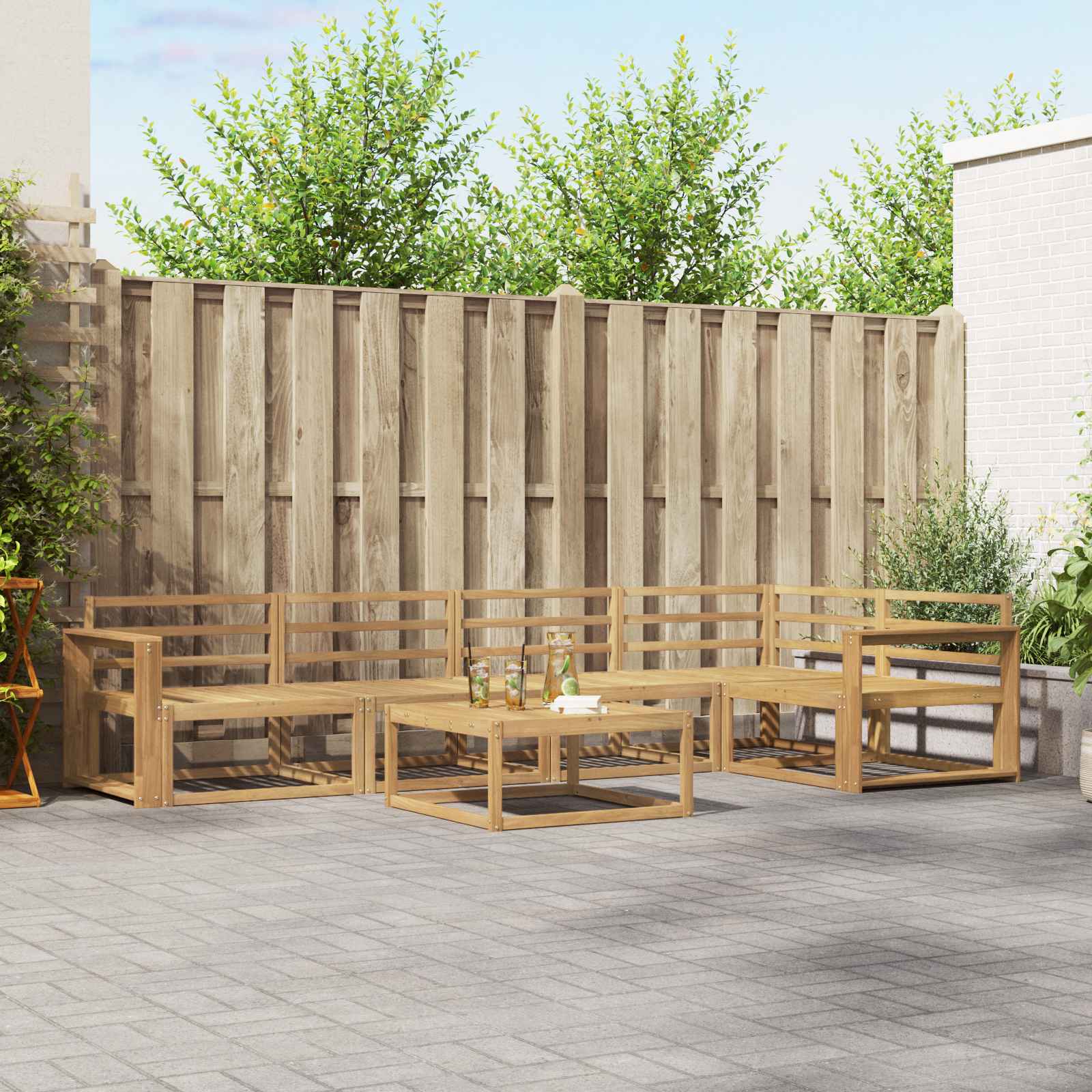 vidaXL Buiten bankenset 6 pcs Naturel Massief Acaciahout
