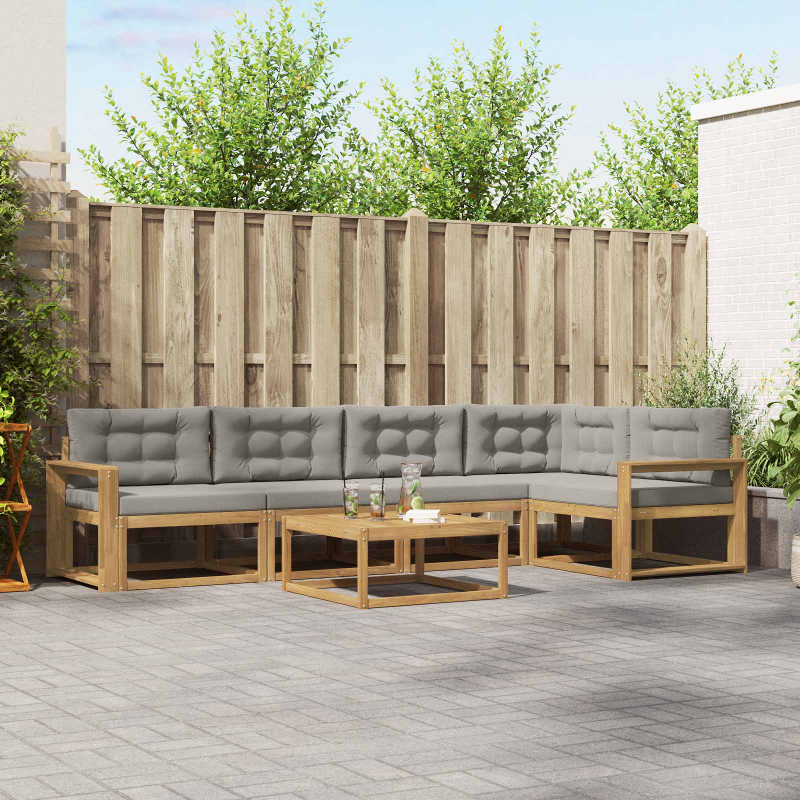 vidaXL Buiten bankenset 6 pcs Naturel Massief Acaciahout