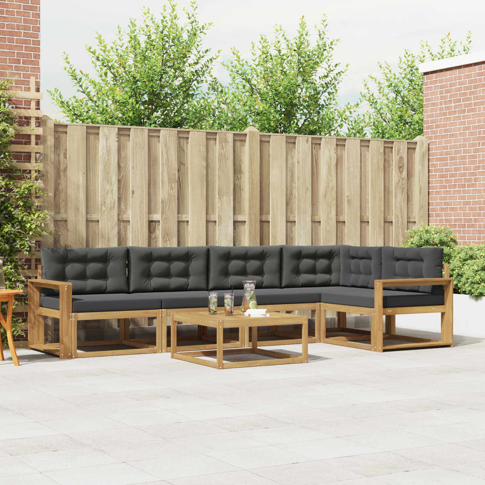 vidaXL Buiten bankenset 6 pcs Naturel Massief Acaciahout