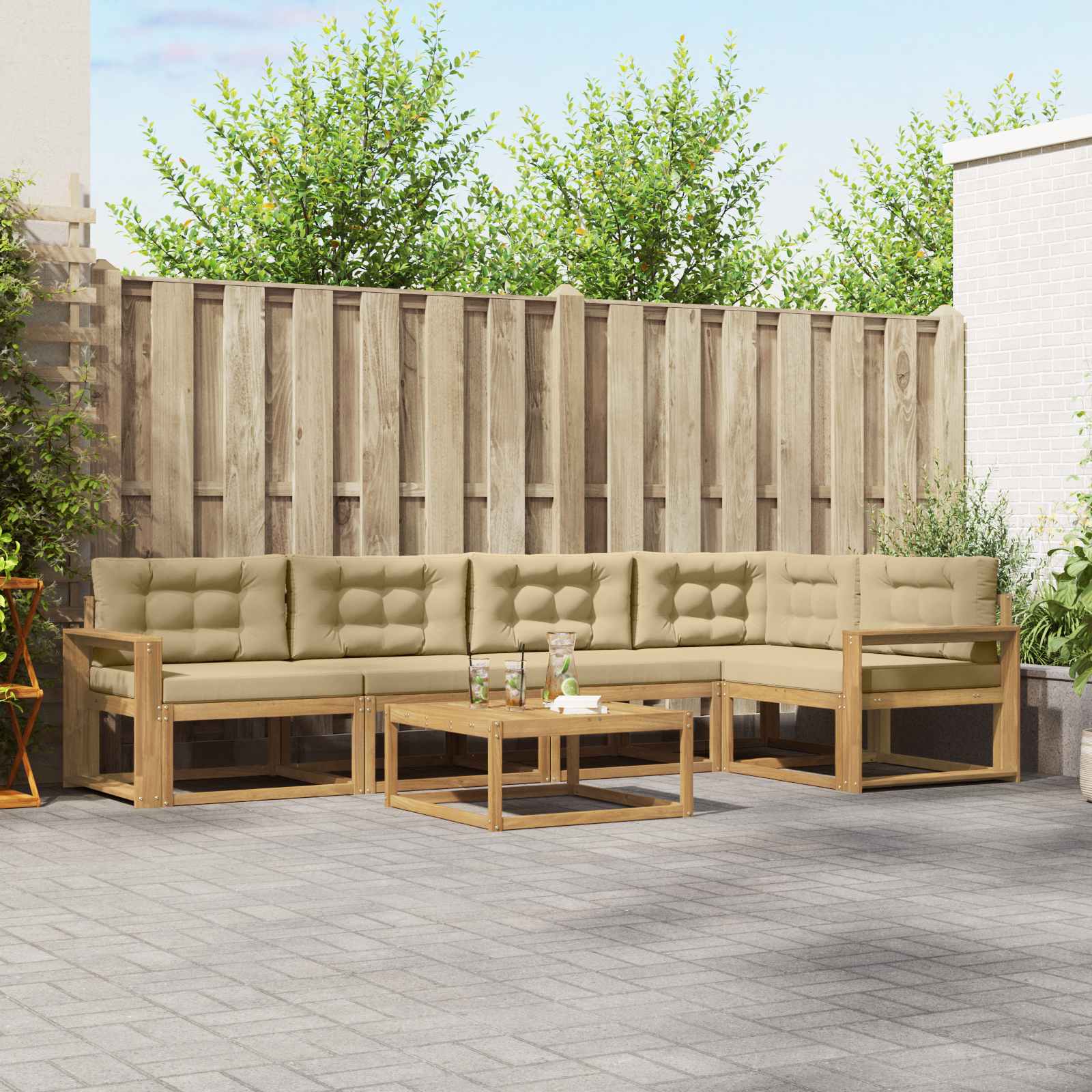 vidaXL Buiten bankenset 6 pcs Naturel Massief Acaciahout