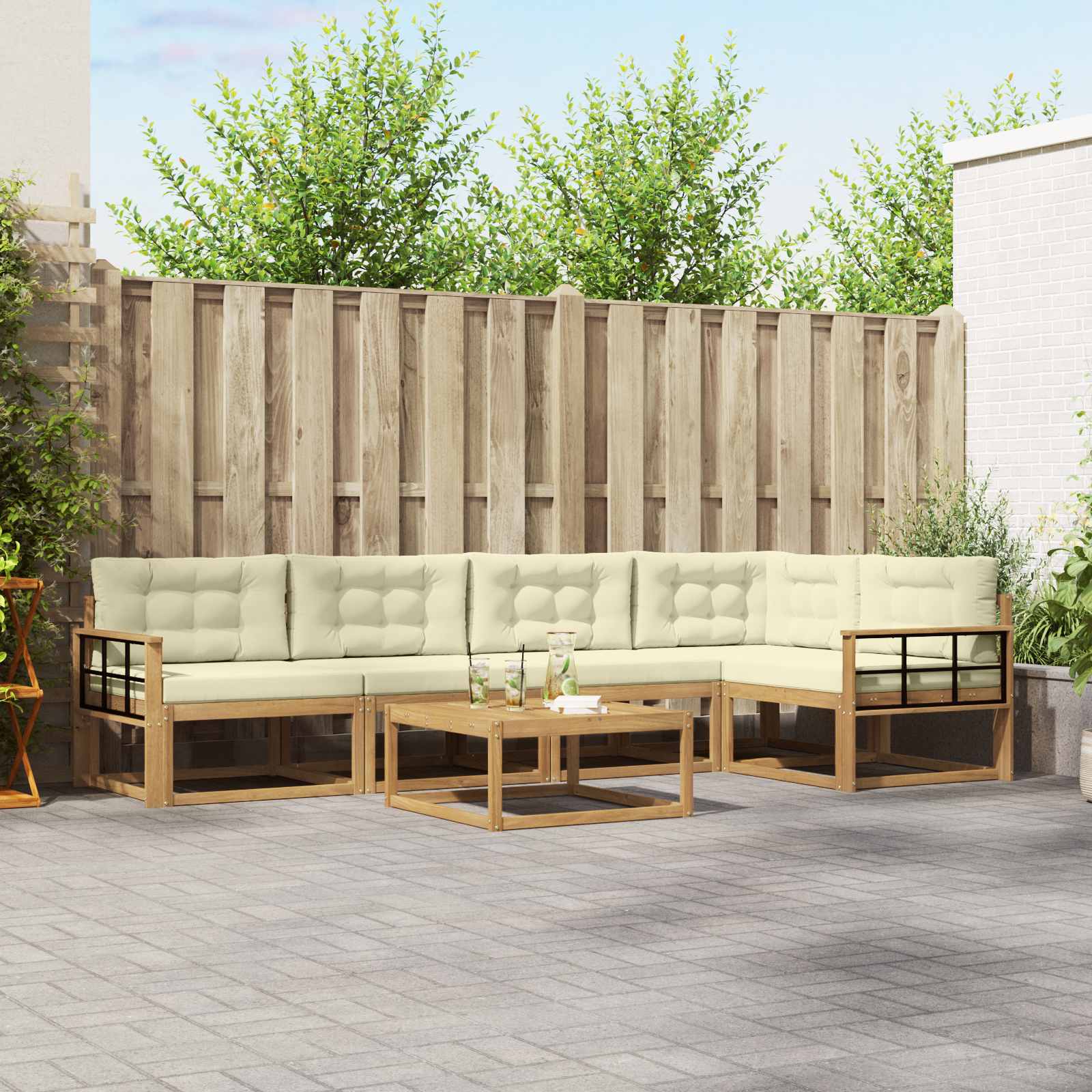 vidaXL Buiten bankenset 6 pcs Naturel Massief Acaciahout