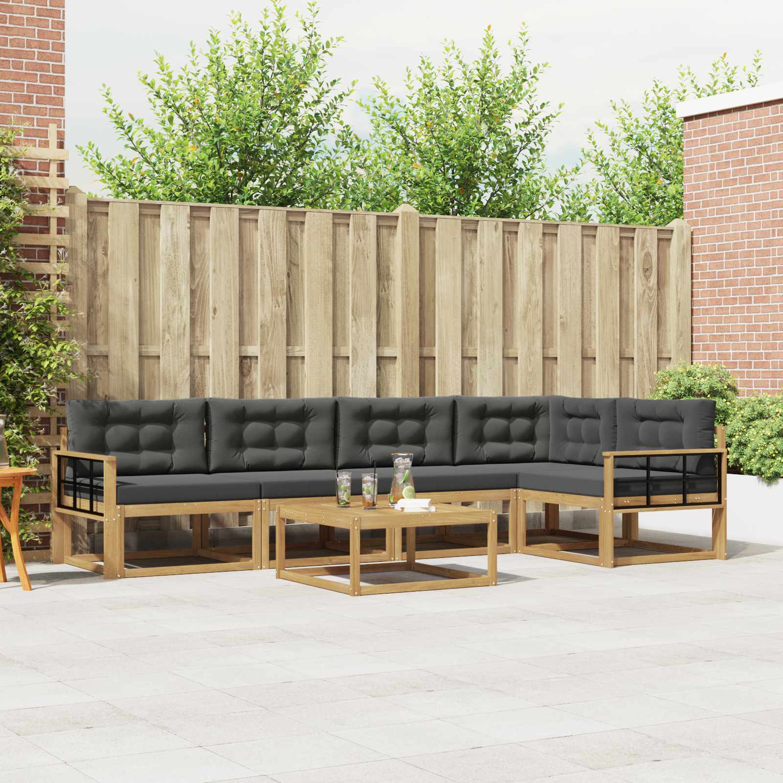 vidaXL Buiten bankenset 6 pcs Naturel Massief Acaciahout