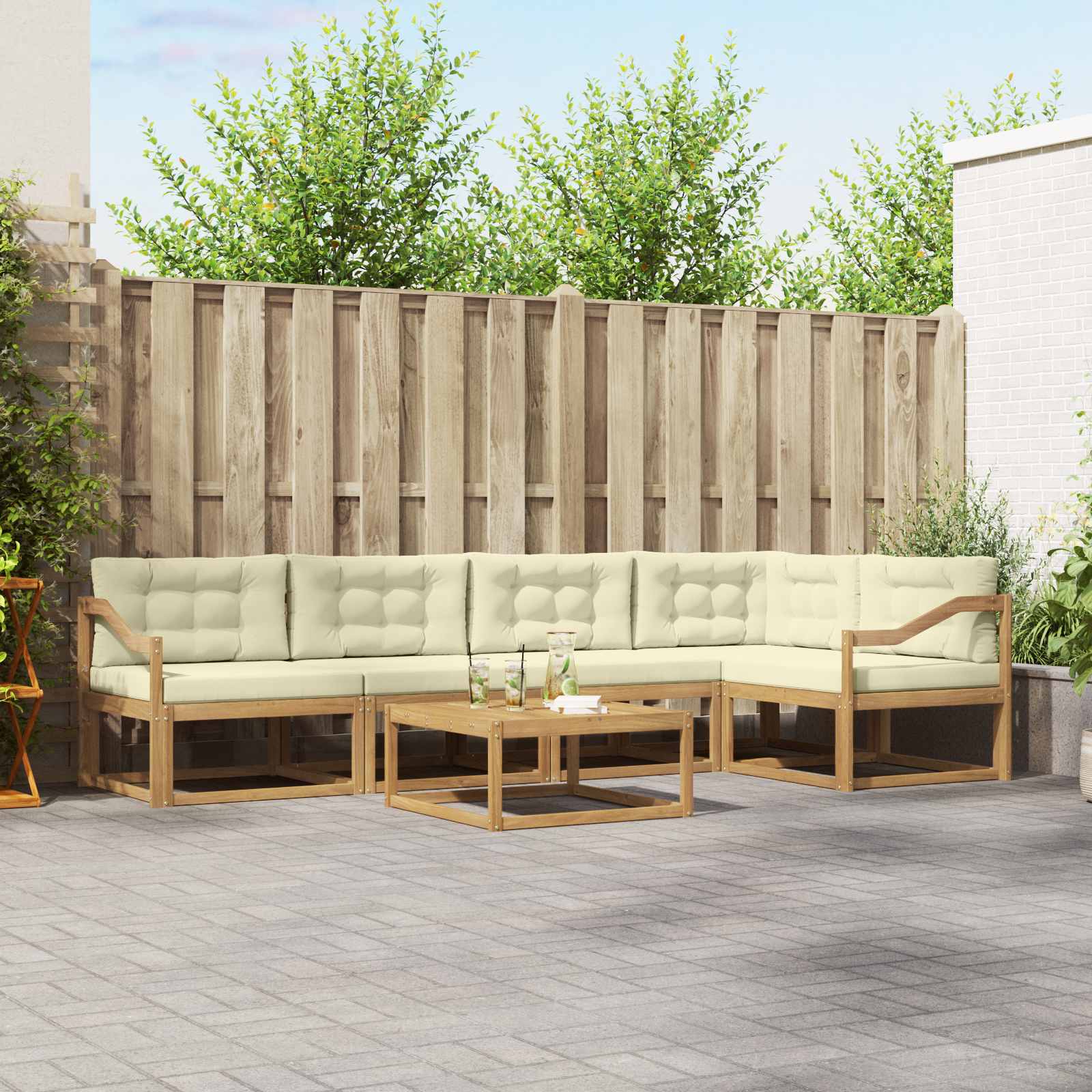 vidaXL Buiten bankenset 6 pcs Naturel Massief Acaciahout