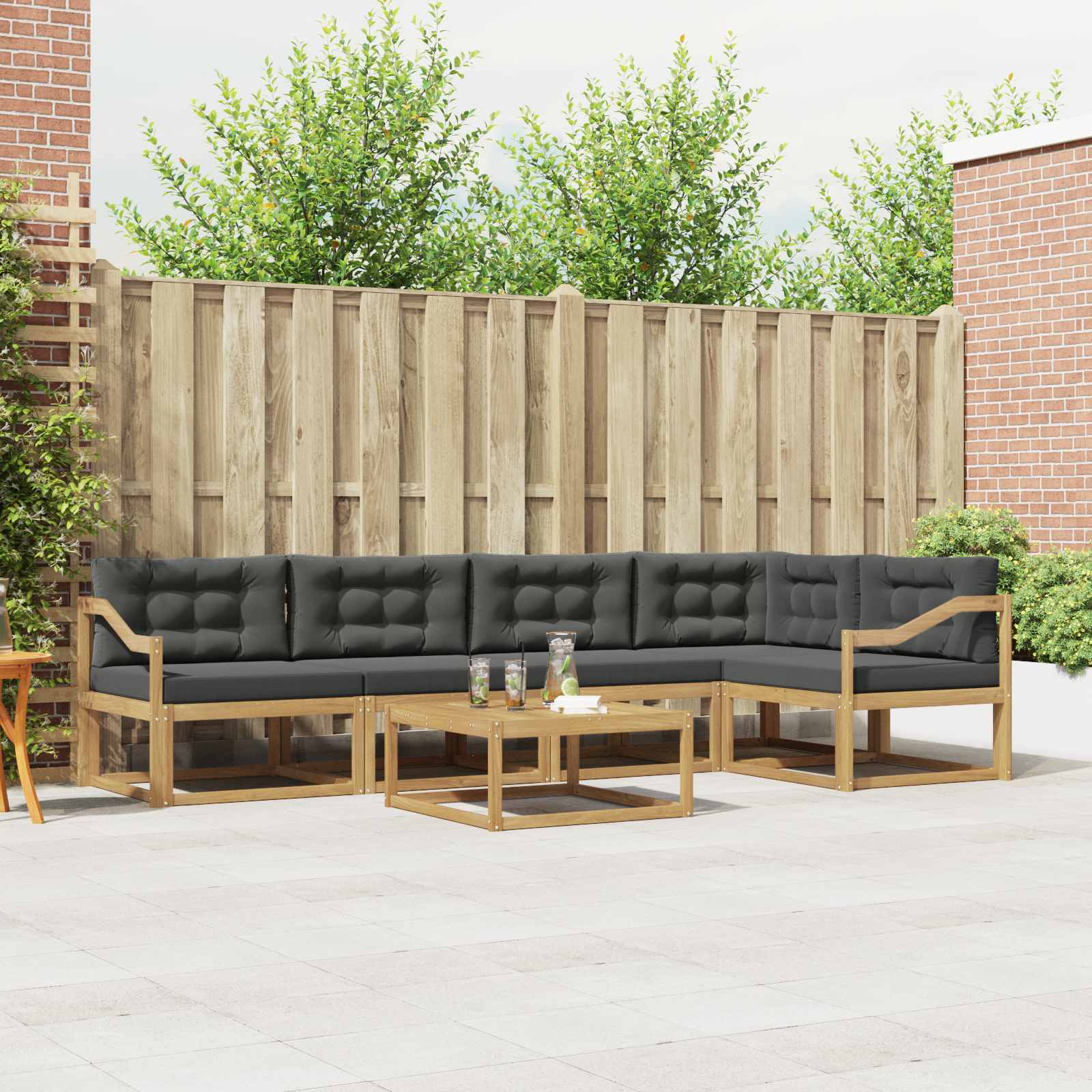 vidaXL Buiten bankenset 6 pcs Naturel Massief Acaciahout