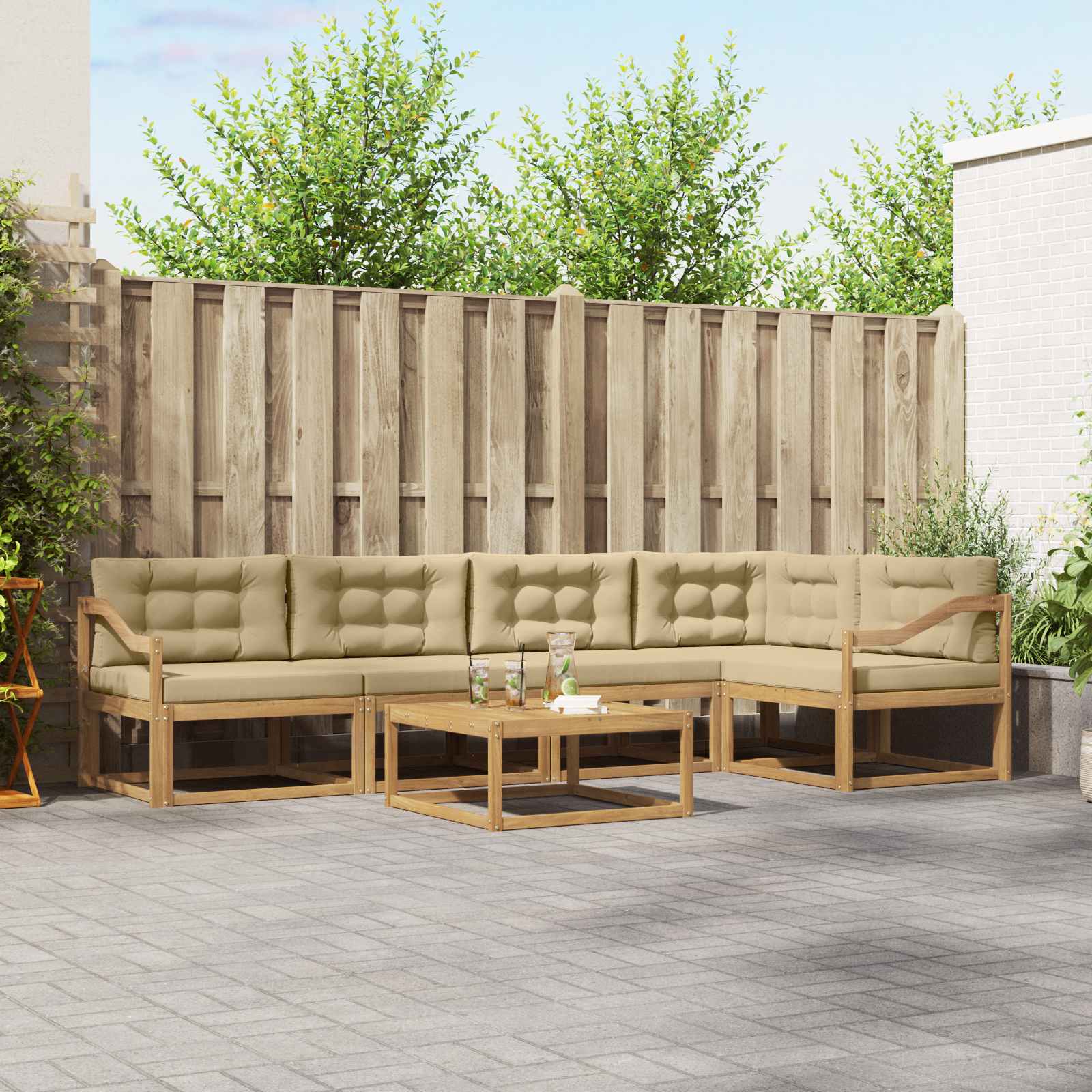 vidaXL Buiten bankenset 6 pcs Naturel Massief Acaciahout