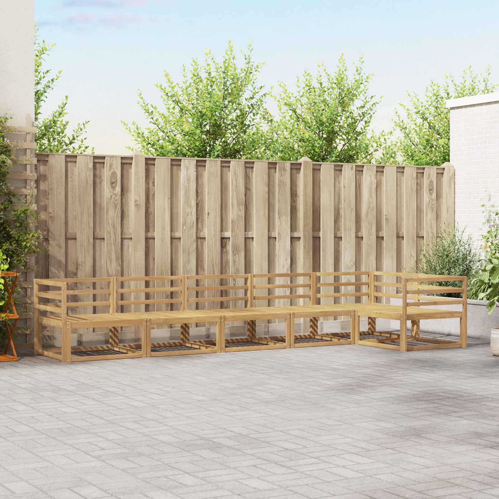 vidaXL Buiten bankenset 6 pcs Naturel Massief Acaciahout