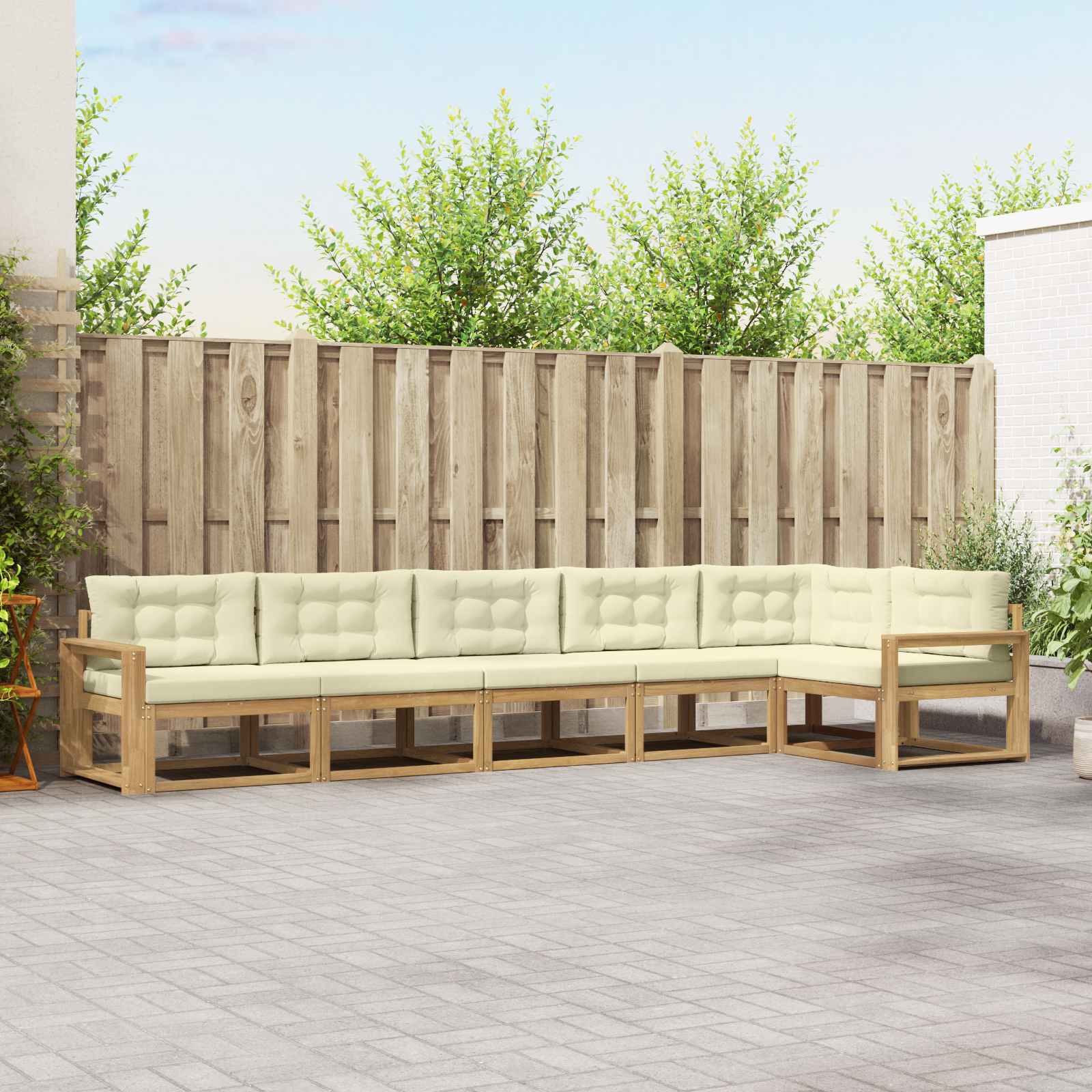vidaXL Buiten bankenset 6 pcs Naturel Massief Acaciahout