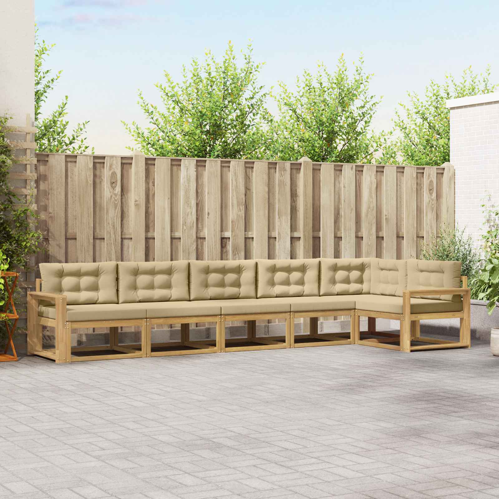 vidaXL Buiten bankenset 6 pcs Naturel Massief Acaciahout