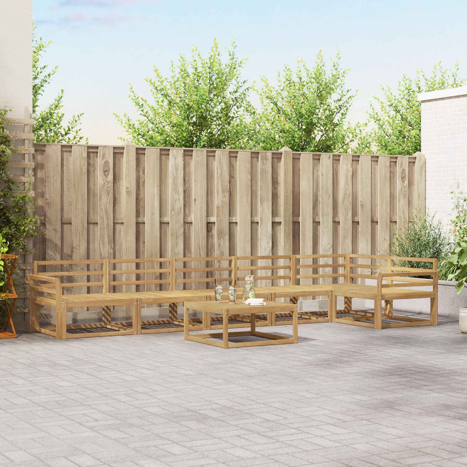 vidaXL Buiten bankenset 7 pcs Naturel Massief Acaciahout
