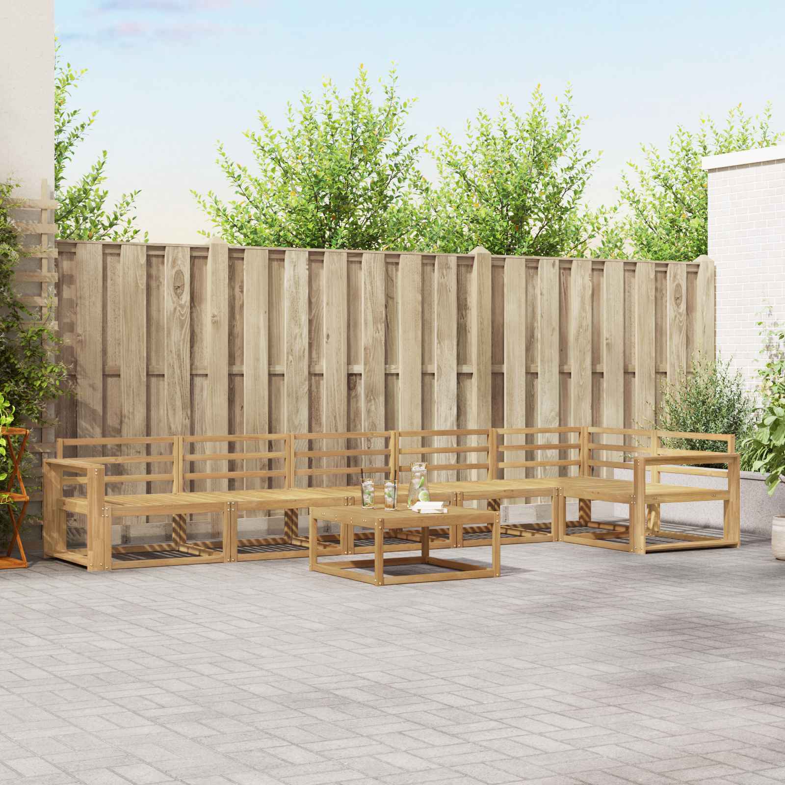 vidaXL Buiten bankenset 7 pcs Naturel Massief Acaciahout