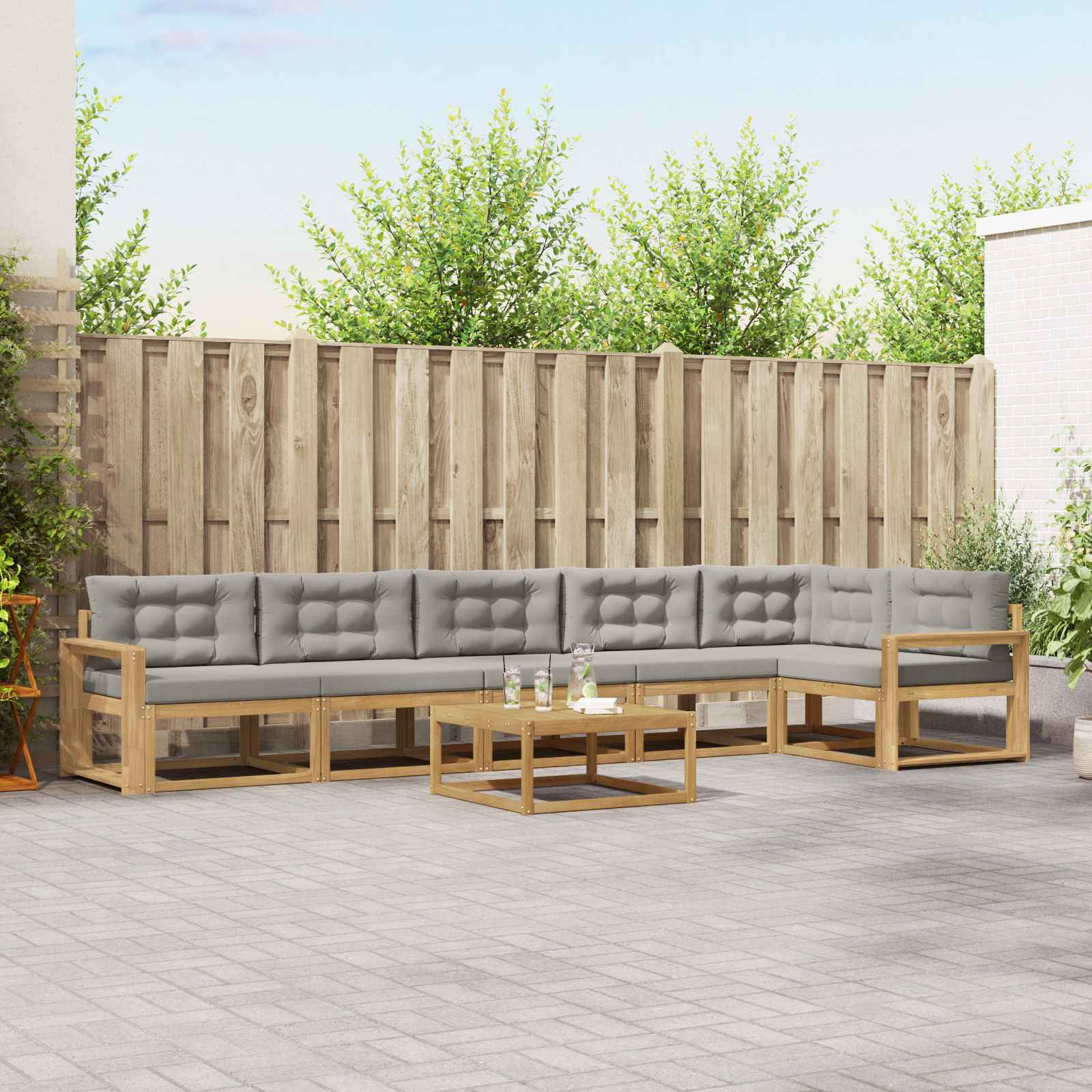 vidaXL Buiten bankenset 7 pcs Naturel Massief Acaciahout