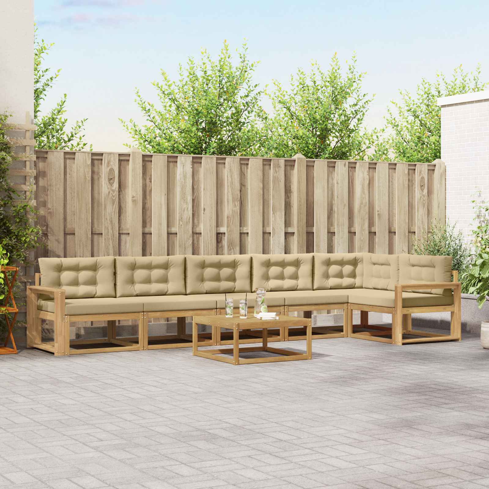 vidaXL Buiten bankenset 7 pcs Naturel Massief Acaciahout