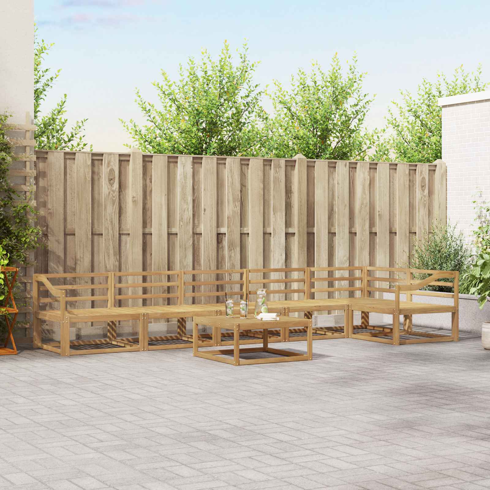 vidaXL Buiten bankenset 7 pcs Naturel Massief Acaciahout