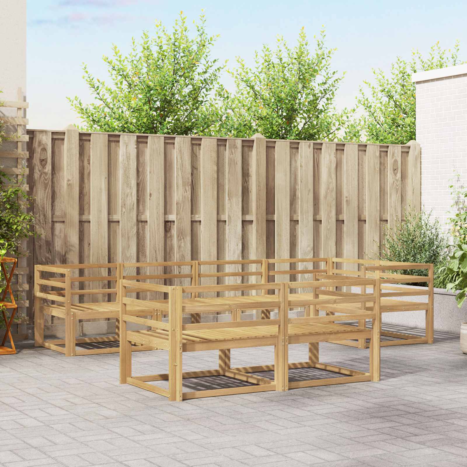 vidaXL Buiten bankenset 7 pcs Naturel Massief Acaciahout