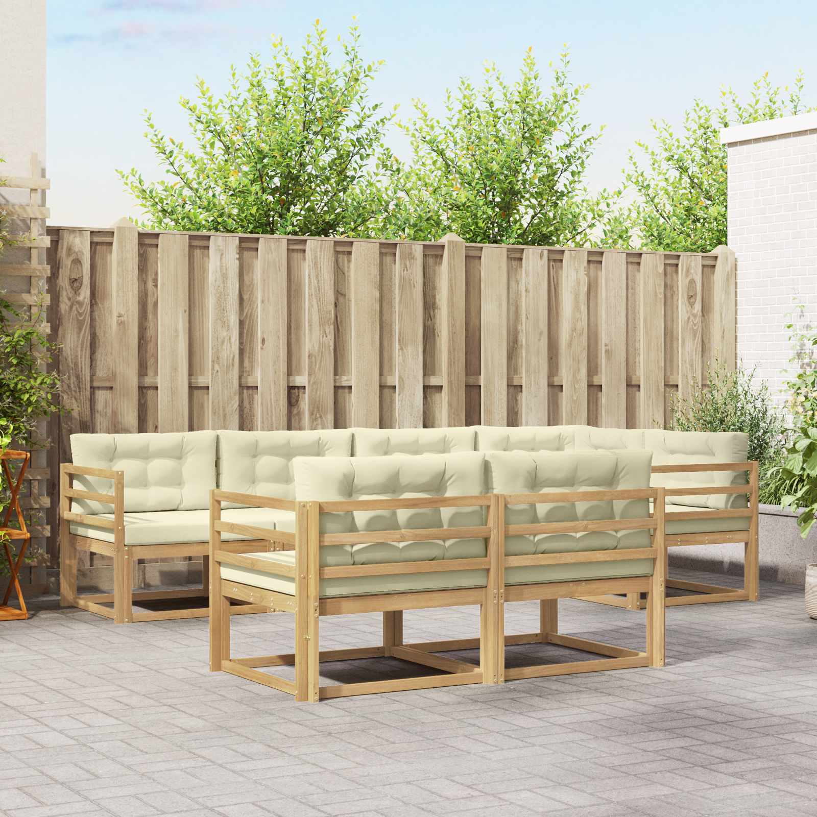 vidaXL Buiten bankenset 7 pcs Naturel Massief Acaciahout