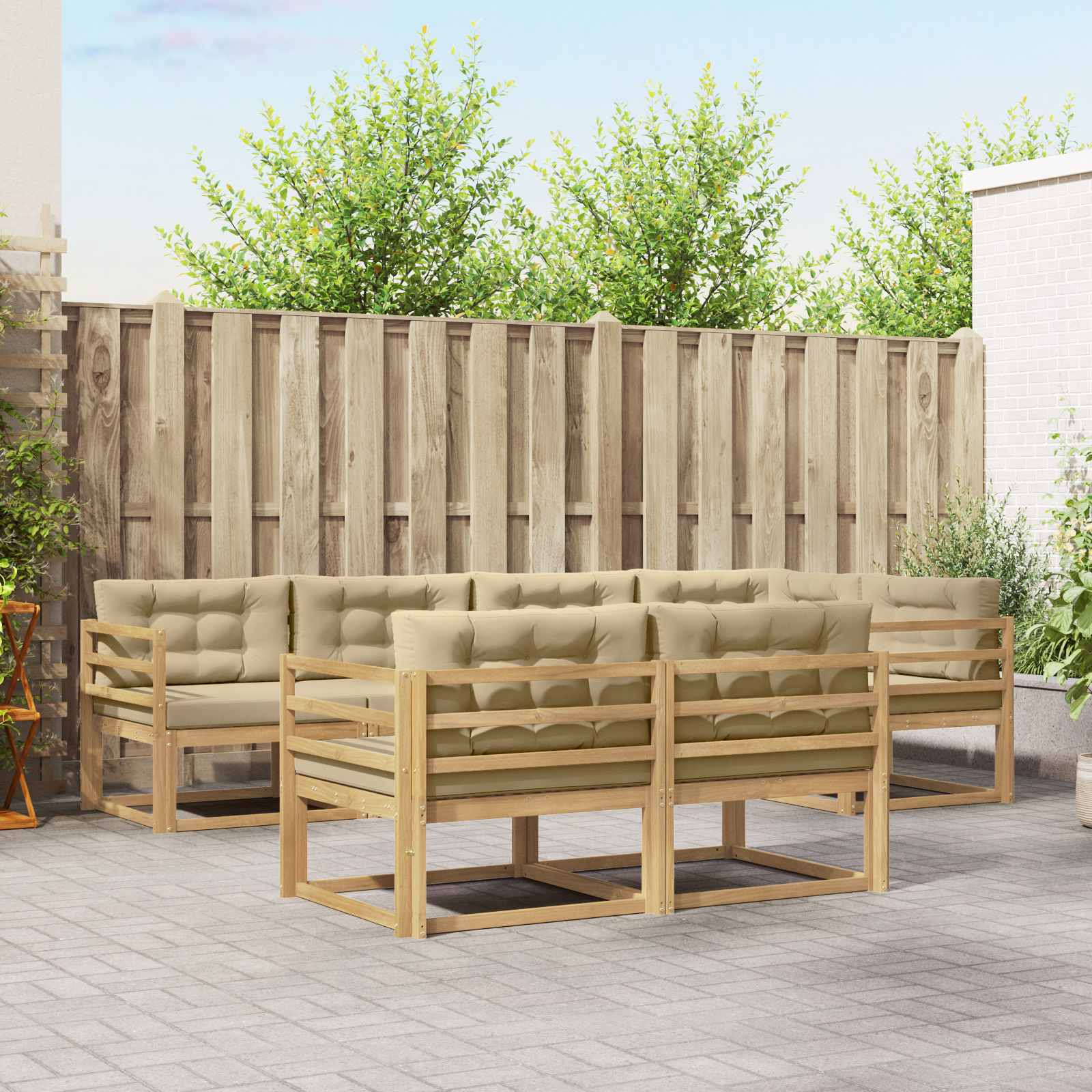 vidaXL Buiten bankenset 7 pcs Naturel Massief Acaciahout