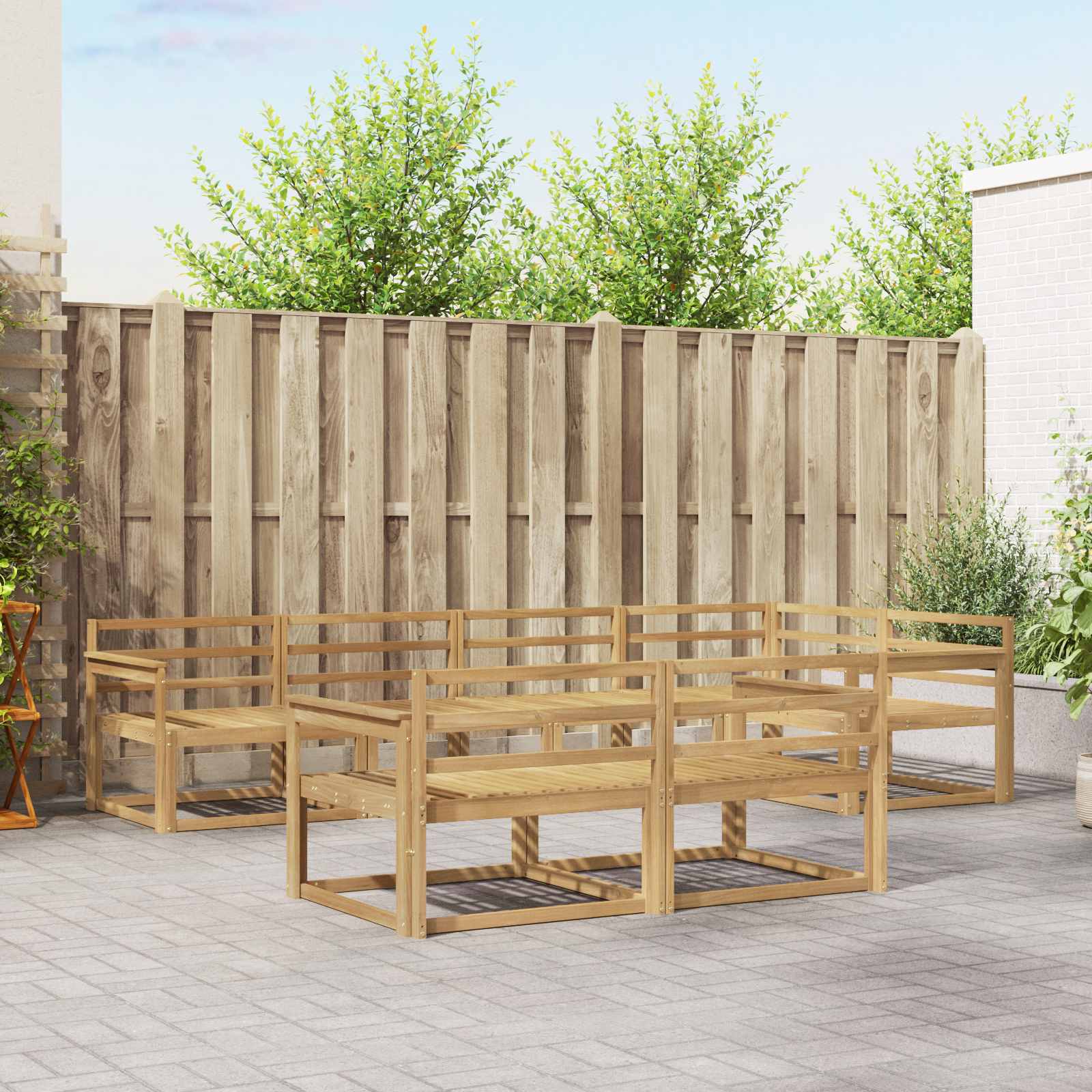 vidaXL Buiten bankenset 7 pcs Naturel Massief Acaciahout