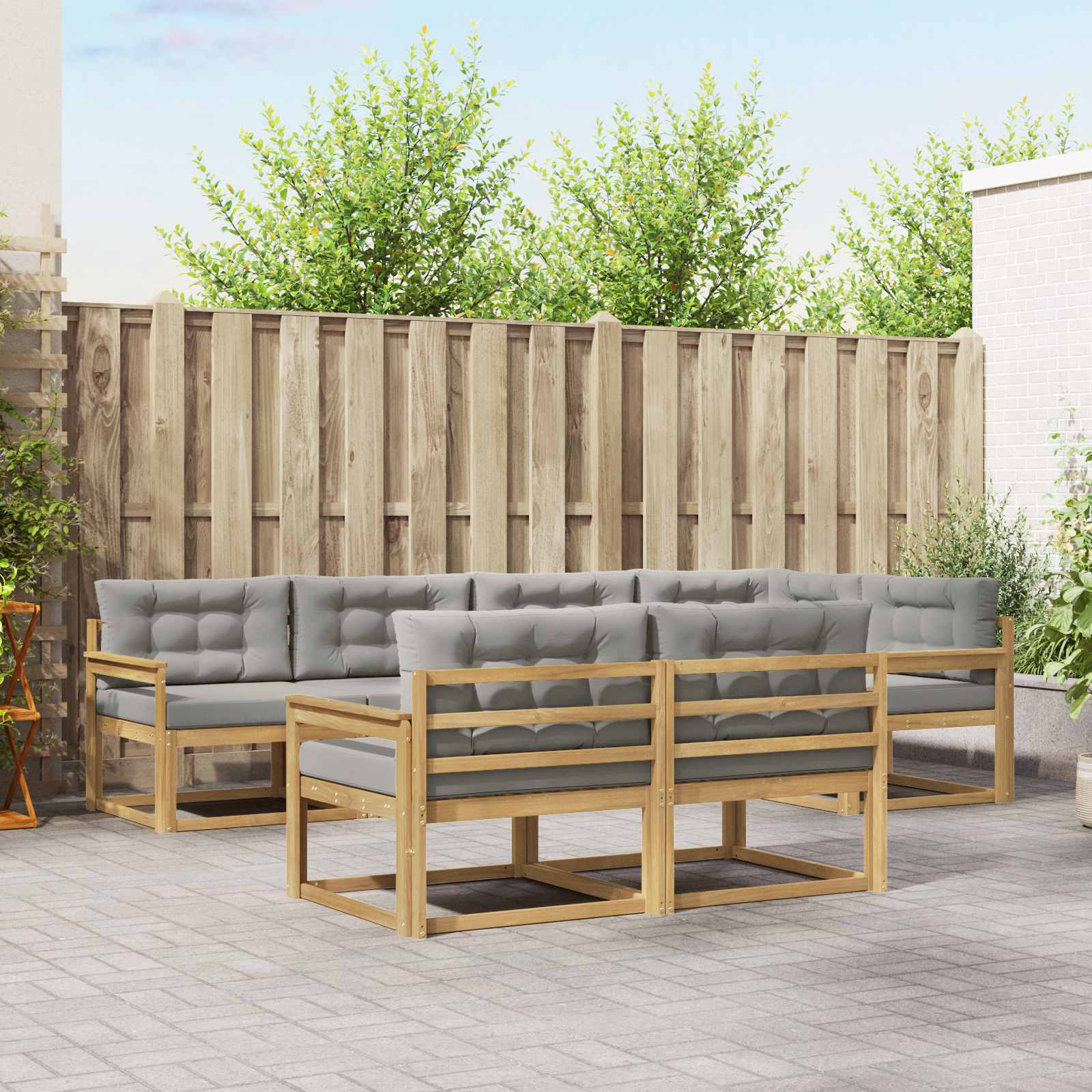 vidaXL Buiten bankenset 7 pcs Naturel Massief Acaciahout