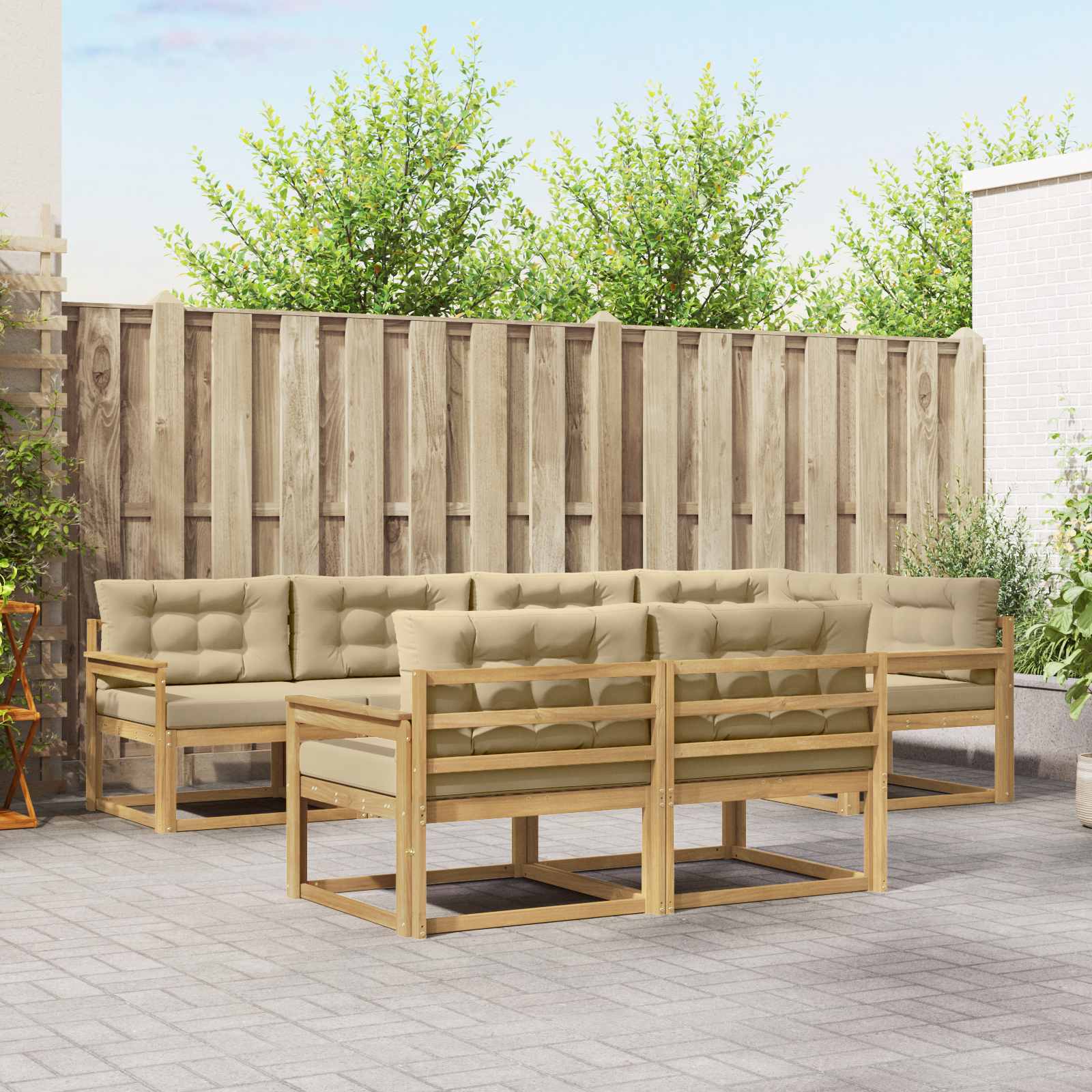 vidaXL Buiten bankenset 7 pcs Naturel Massief Acaciahout