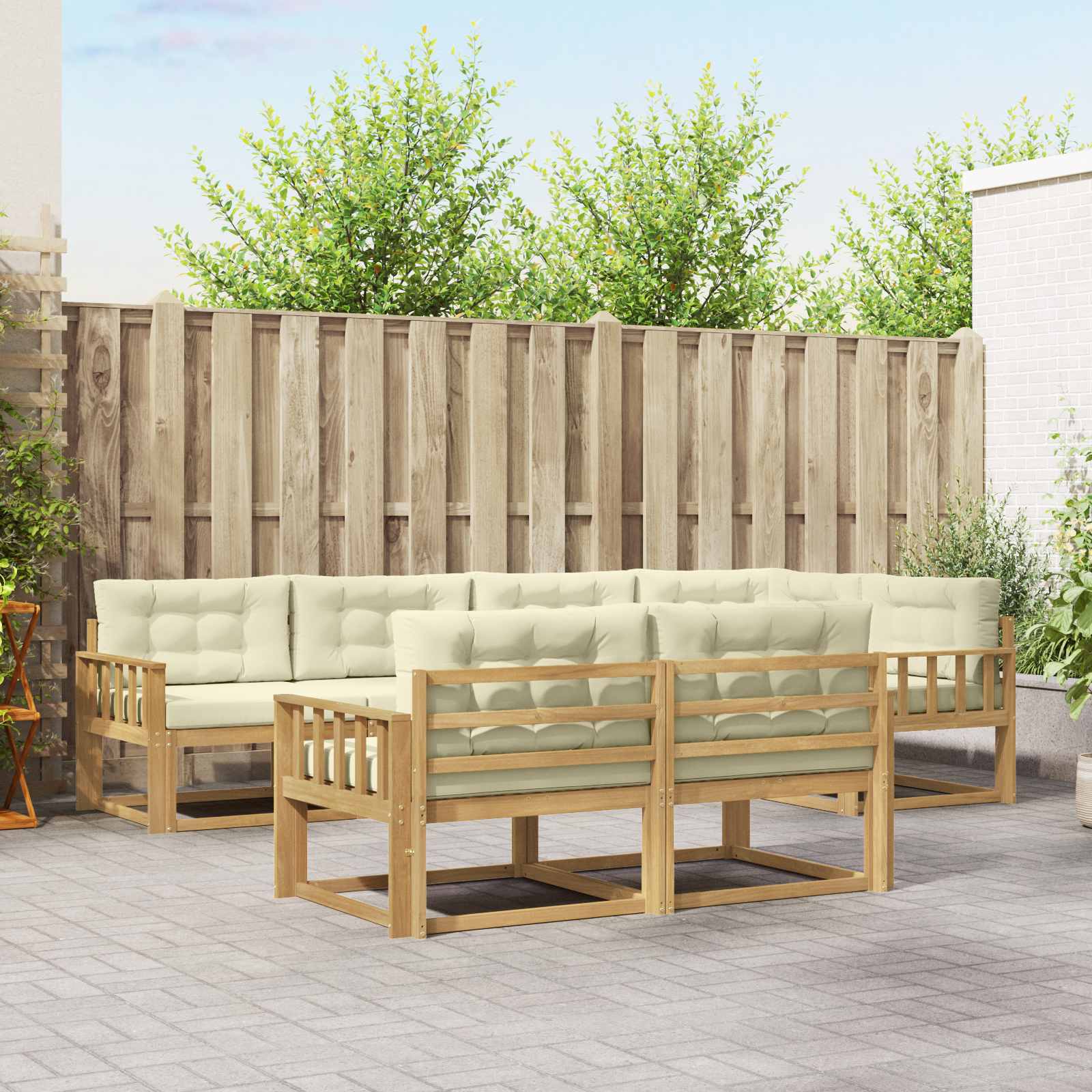 vidaXL Buiten bankenset 7 pcs Naturel Massief Acaciahout