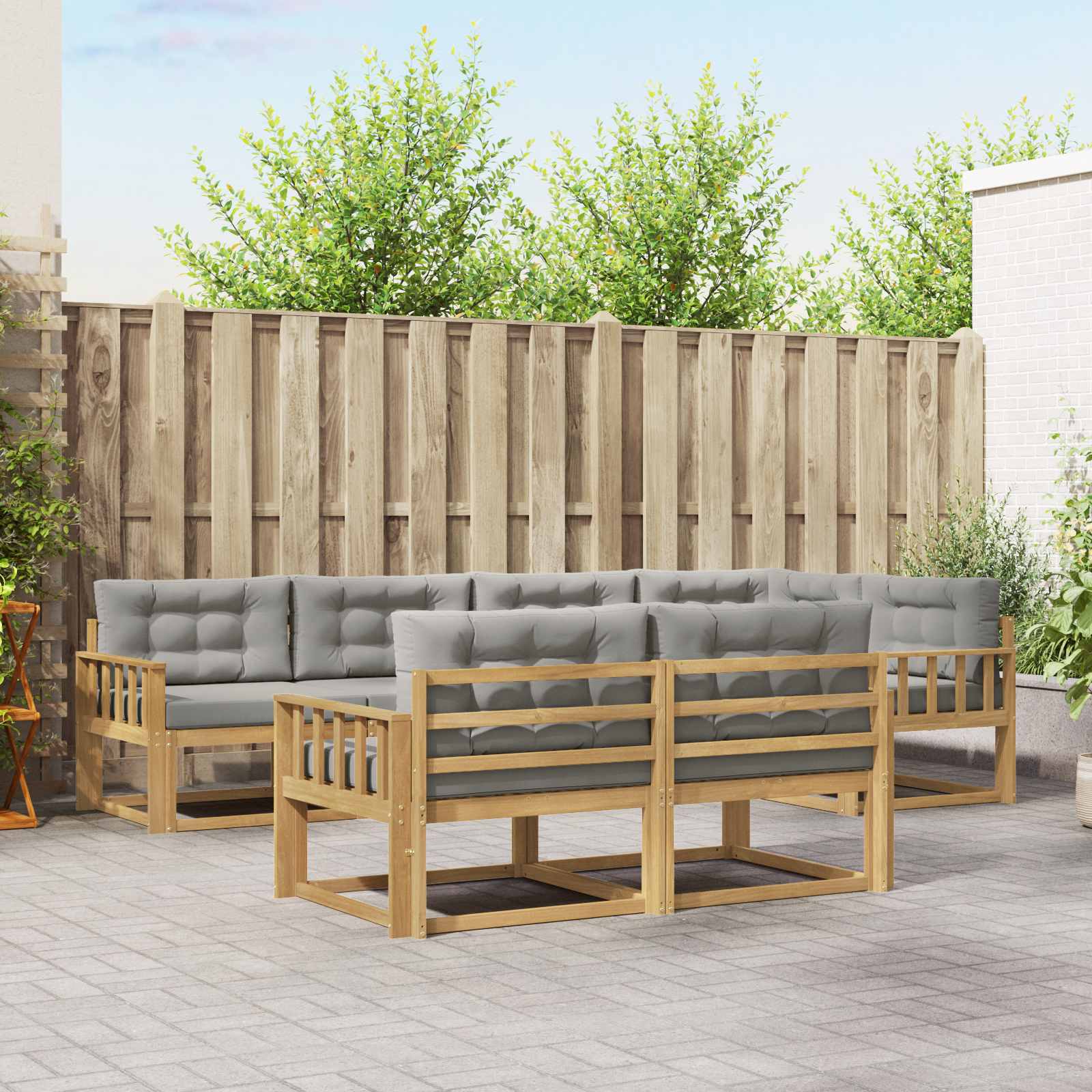 vidaXL Buiten bankenset 7 pcs Naturel Massief Acaciahout