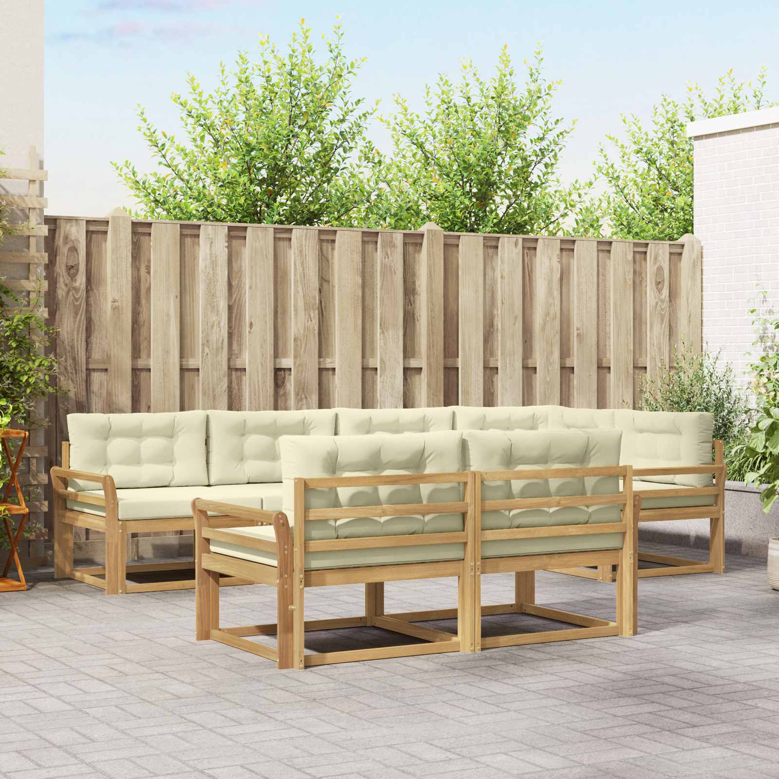 vidaXL Buiten bankenset 7 pcs Naturel Massief Acaciahout