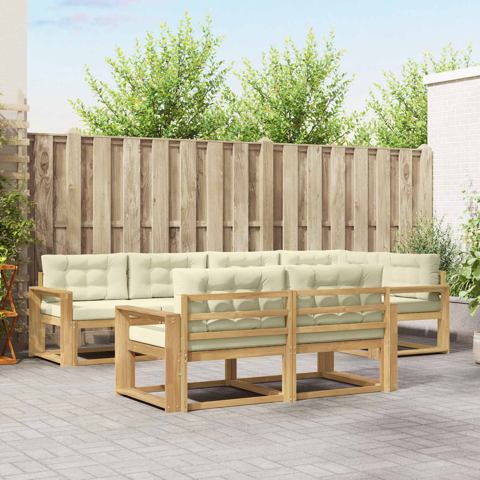 vidaXL Buiten bankenset 7 pcs Naturel Massief Acaciahout
