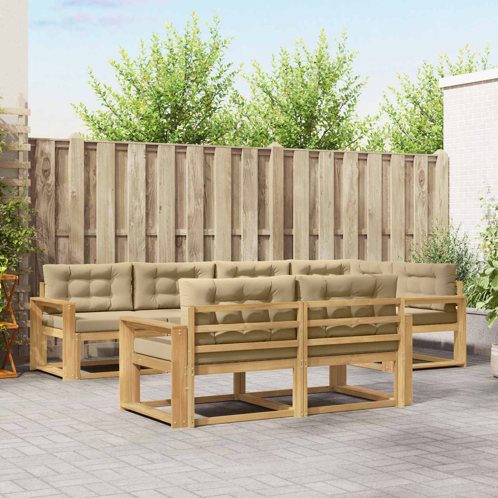 vidaXL Buiten bankenset 7 pcs Naturel Massief Acaciahout