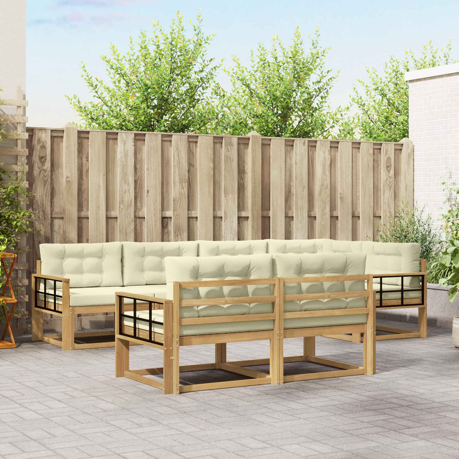 vidaXL Buiten bankenset 7 pcs Naturel Massief Acaciahout