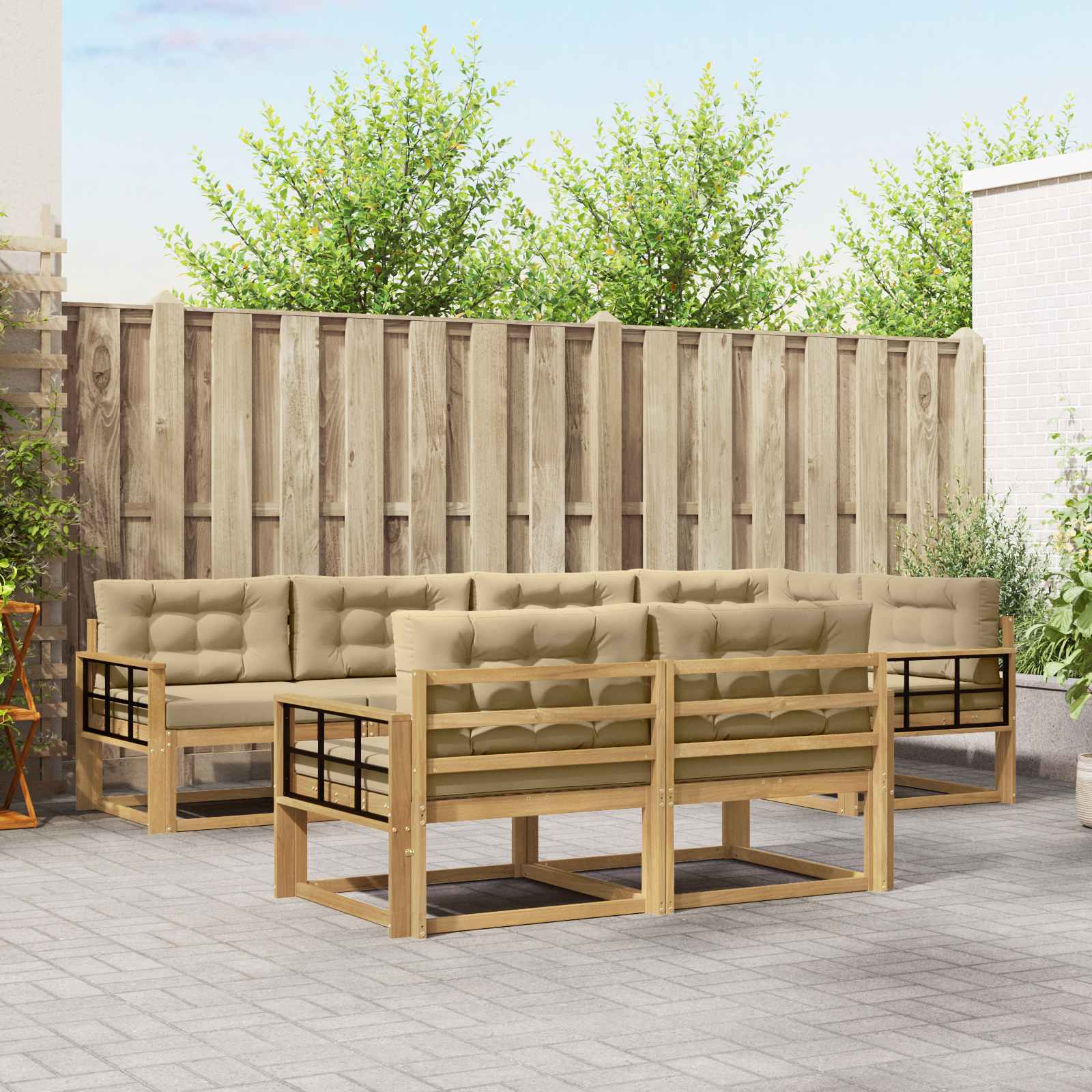 vidaXL Buiten bankenset 7 pcs Naturel Massief Acaciahout
