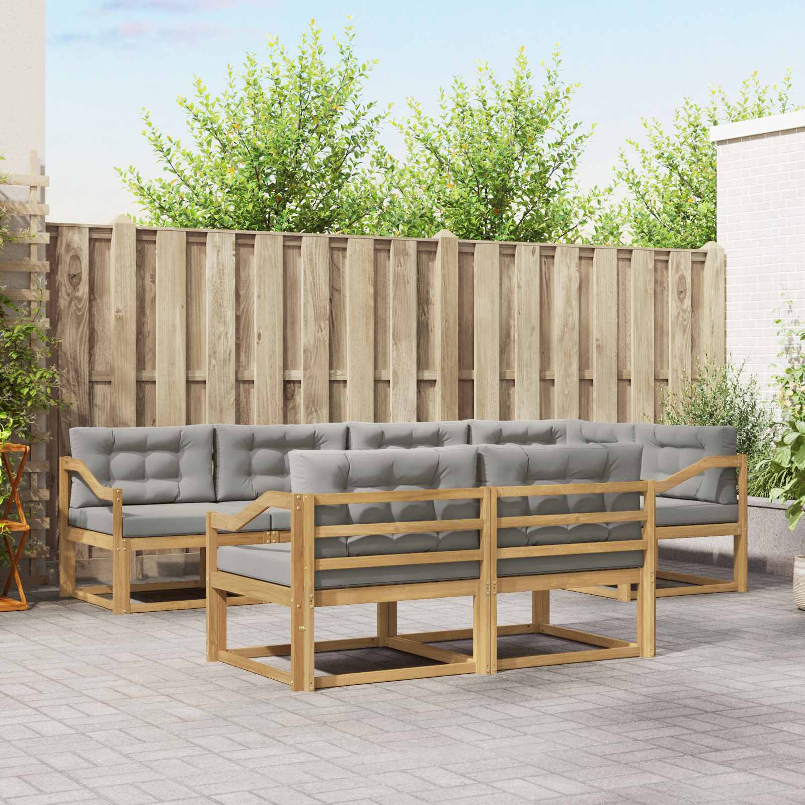 vidaXL Buiten bankenset 7 pcs Naturel Massief Acaciahout