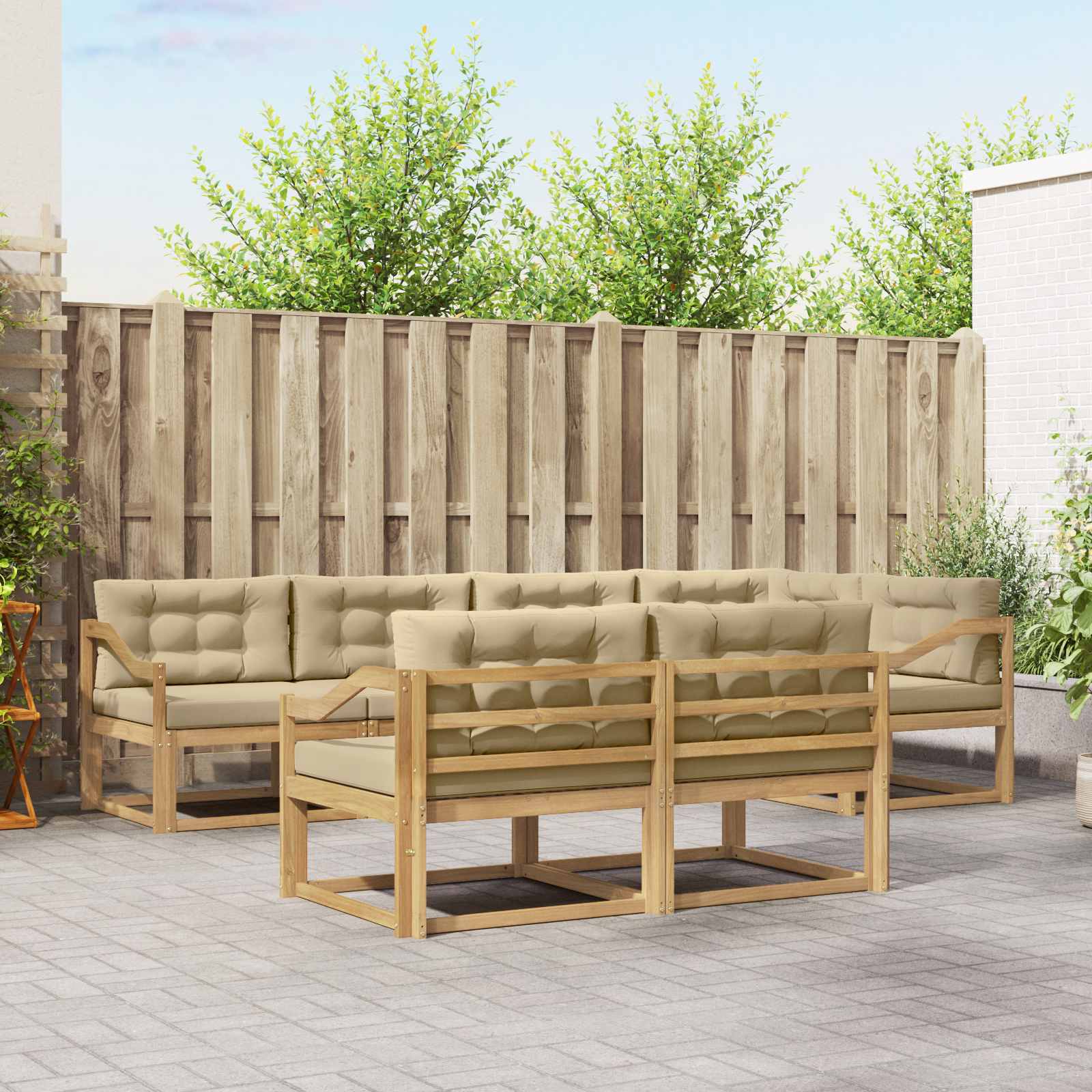 vidaXL Buiten bankenset 7 pcs Naturel Massief Acaciahout