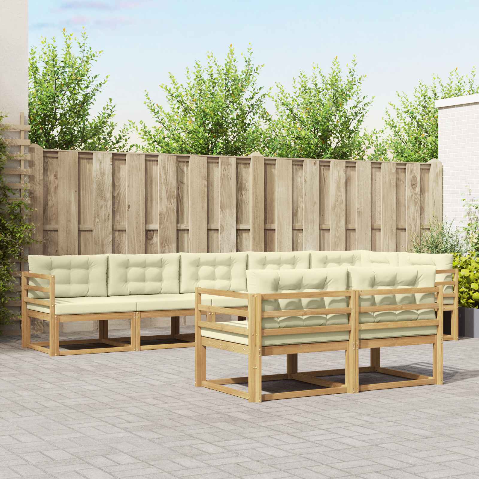 vidaXL Buiten bankenset 8 pcs Naturel Massief Acaciahout