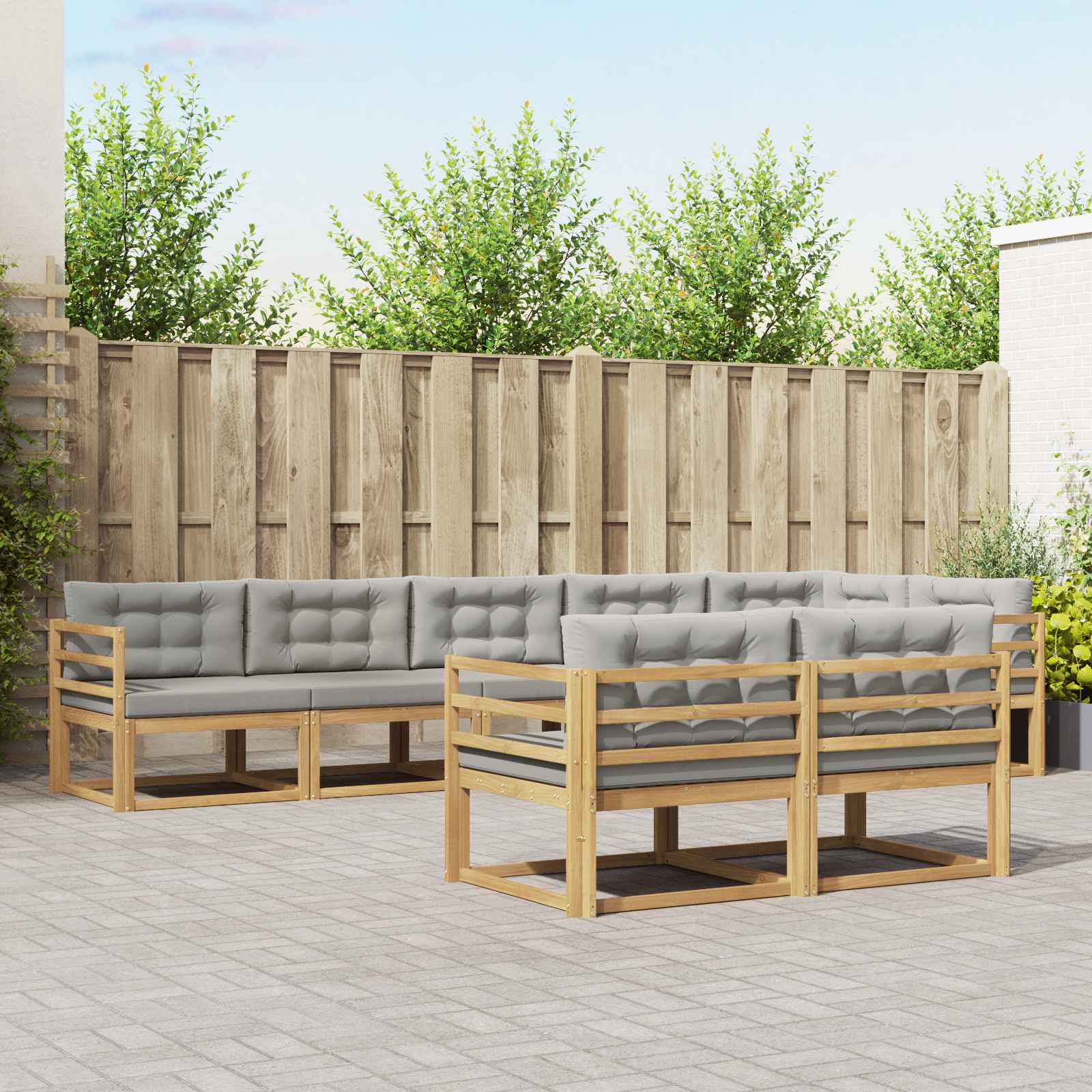 vidaXL Buiten bankenset 8 pcs Naturel Massief Acaciahout