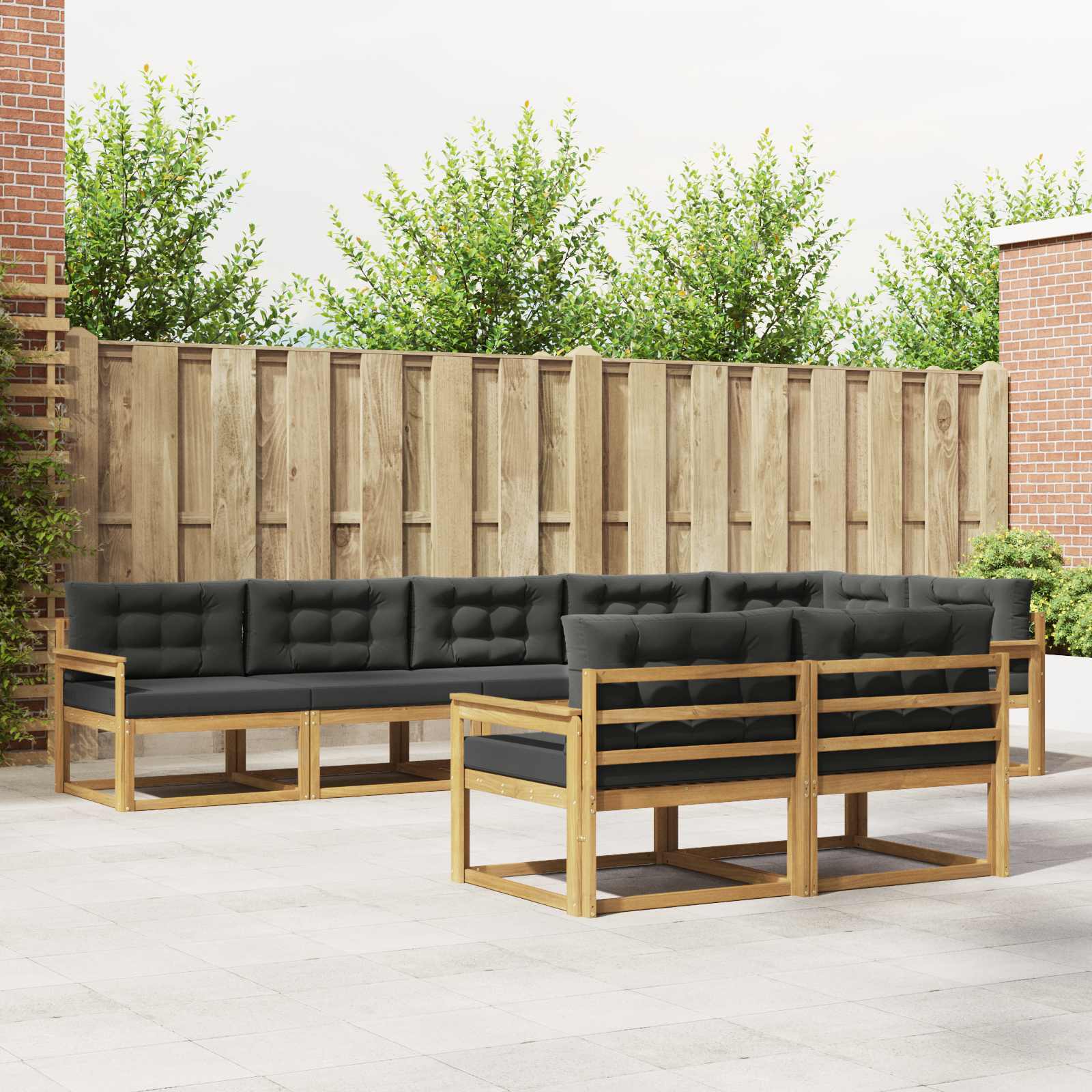 vidaXL Buiten bankenset 8 pcs Naturel Massief Acaciahout