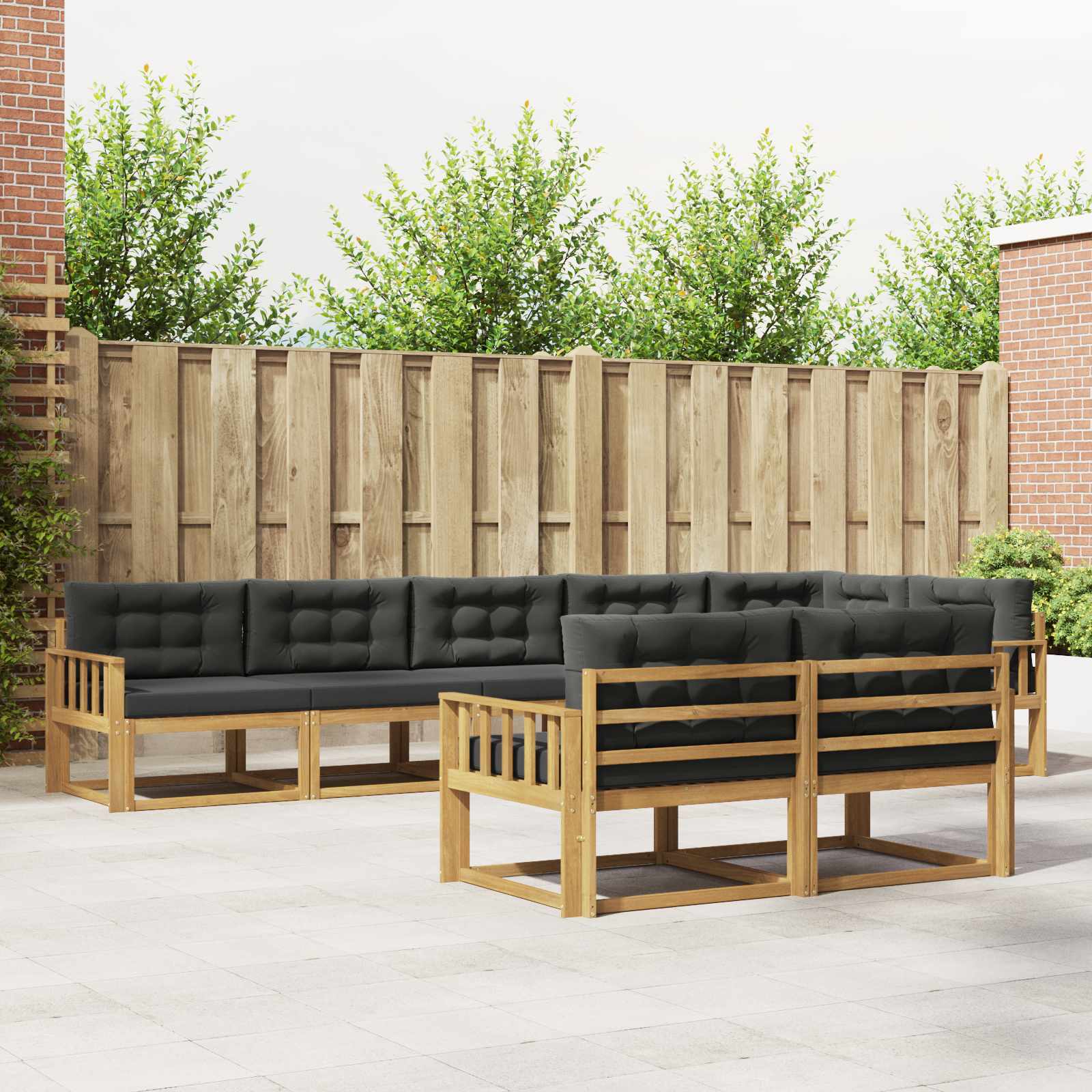 vidaXL Buiten bankenset 8 pcs Naturel Massief Acaciahout