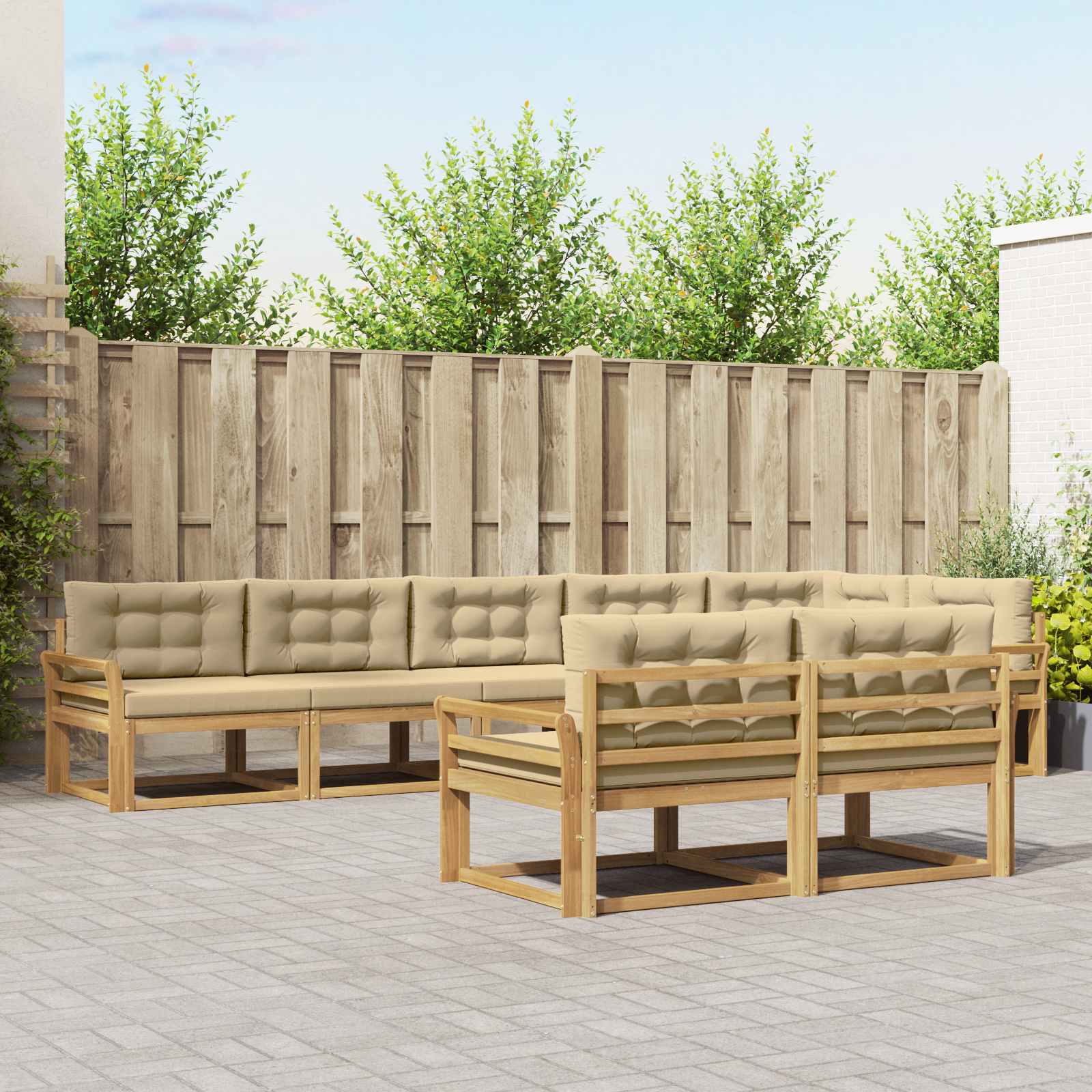vidaXL Buiten bankenset 8 pcs Naturel Massief Acaciahout