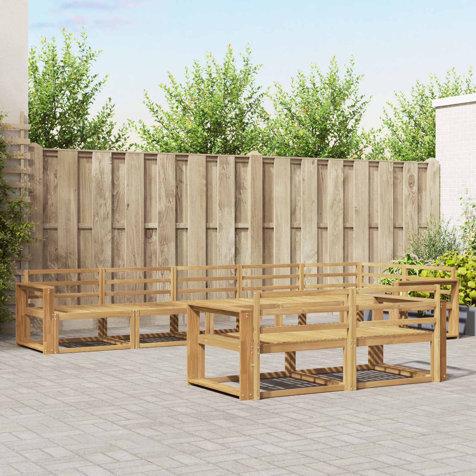 vidaXL Buiten bankenset 8 pcs Naturel Massief Acaciahout