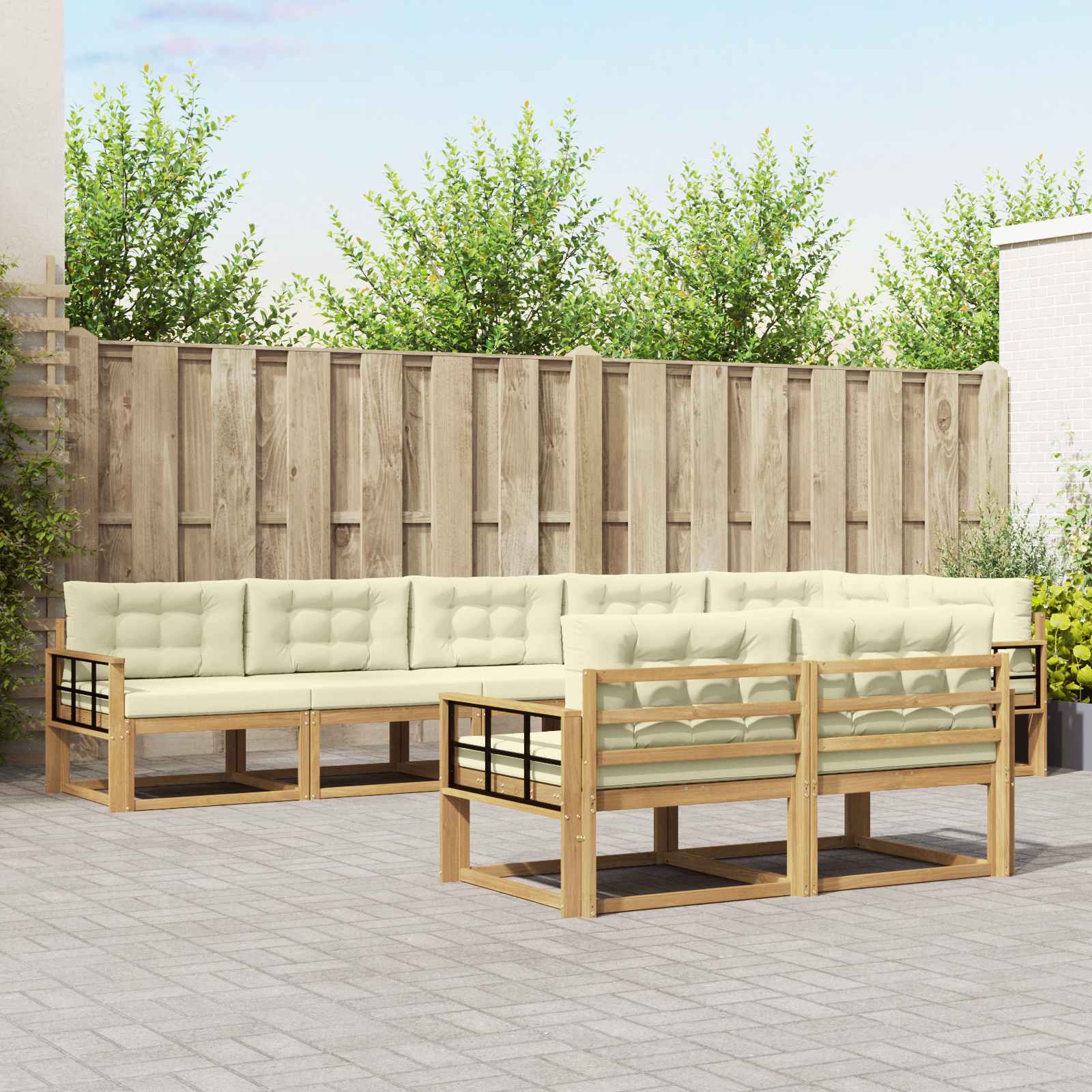 vidaXL Buiten bankenset 8 pcs Naturel Massief Acaciahout